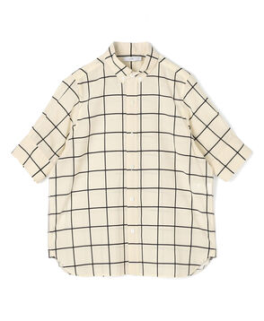 HYKE SHEER BACK WINDOWPANE SHORT SLV ウインドウペンチェック ブラウス