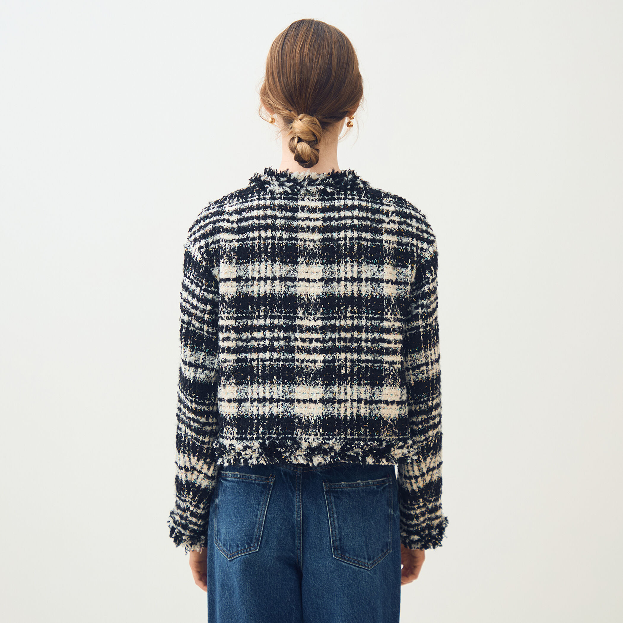 オーロラグレンチェック ノーカラージャケット｜トゥモローランド 公式通販