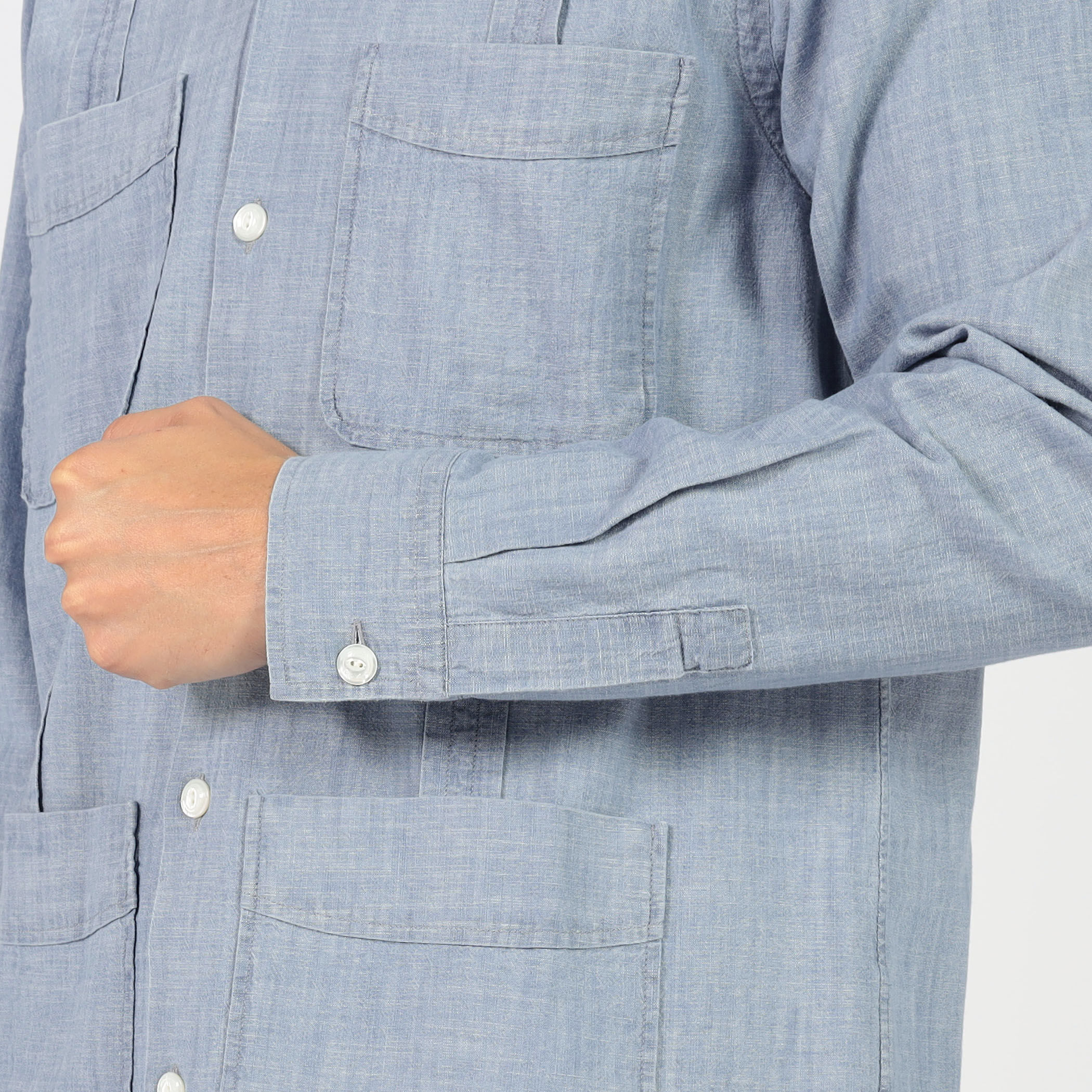 Drake's コットンシャンブレー オープンカラーシャツ