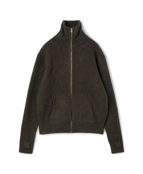 ウール カシミヤ シルク ジップアップ ニットブルゾン