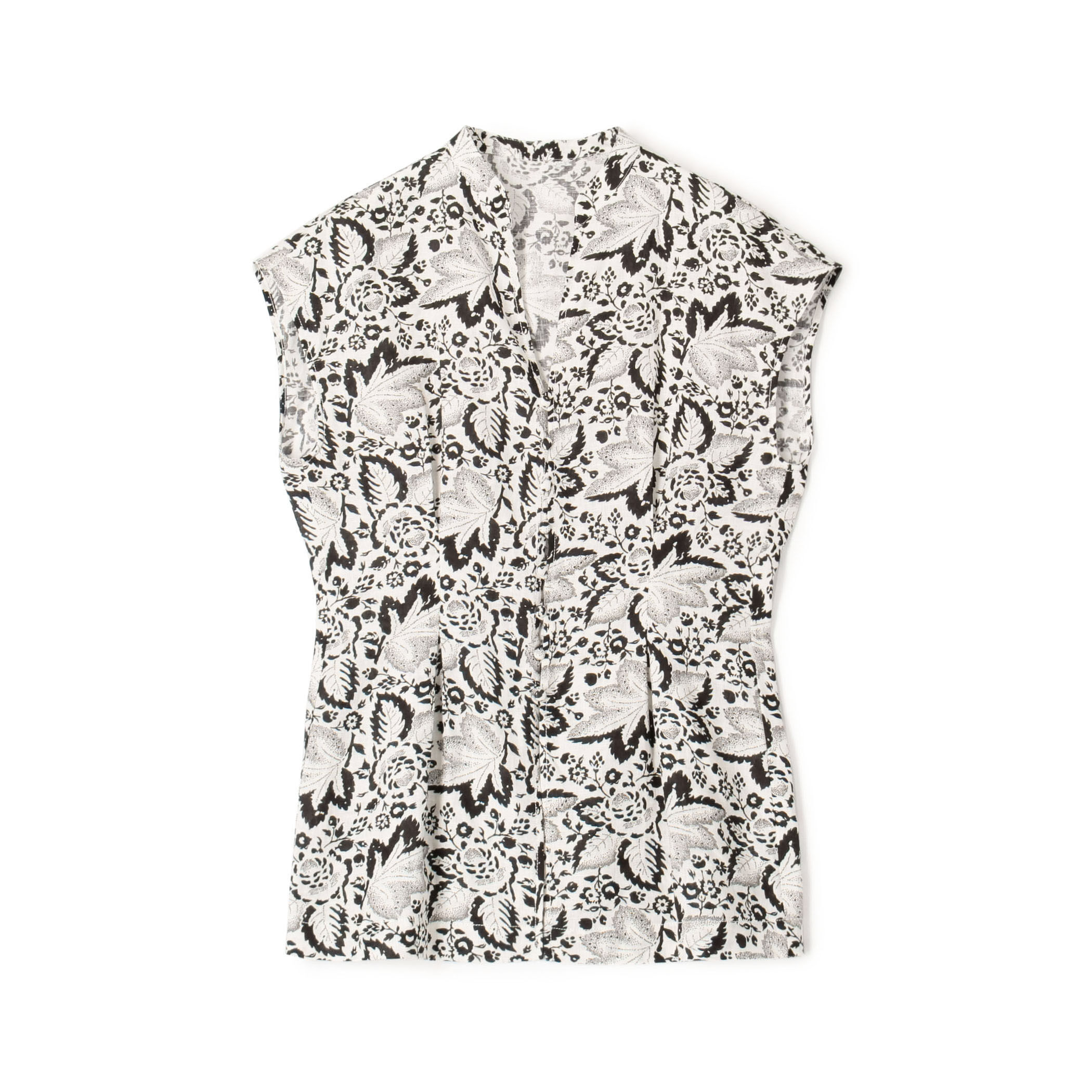 リネンプリント キーネックタックブラウス｜トゥモローランド 公式通販