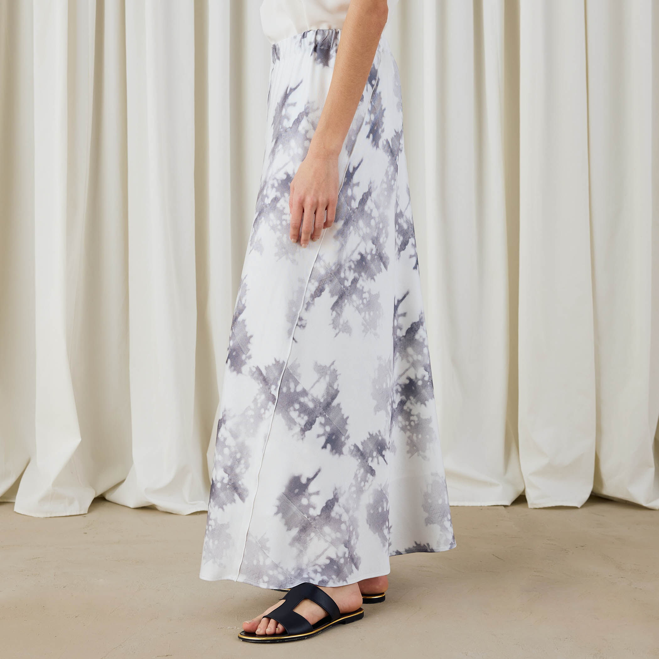 ライト＆シャドープリント マーメイドマキシスカート