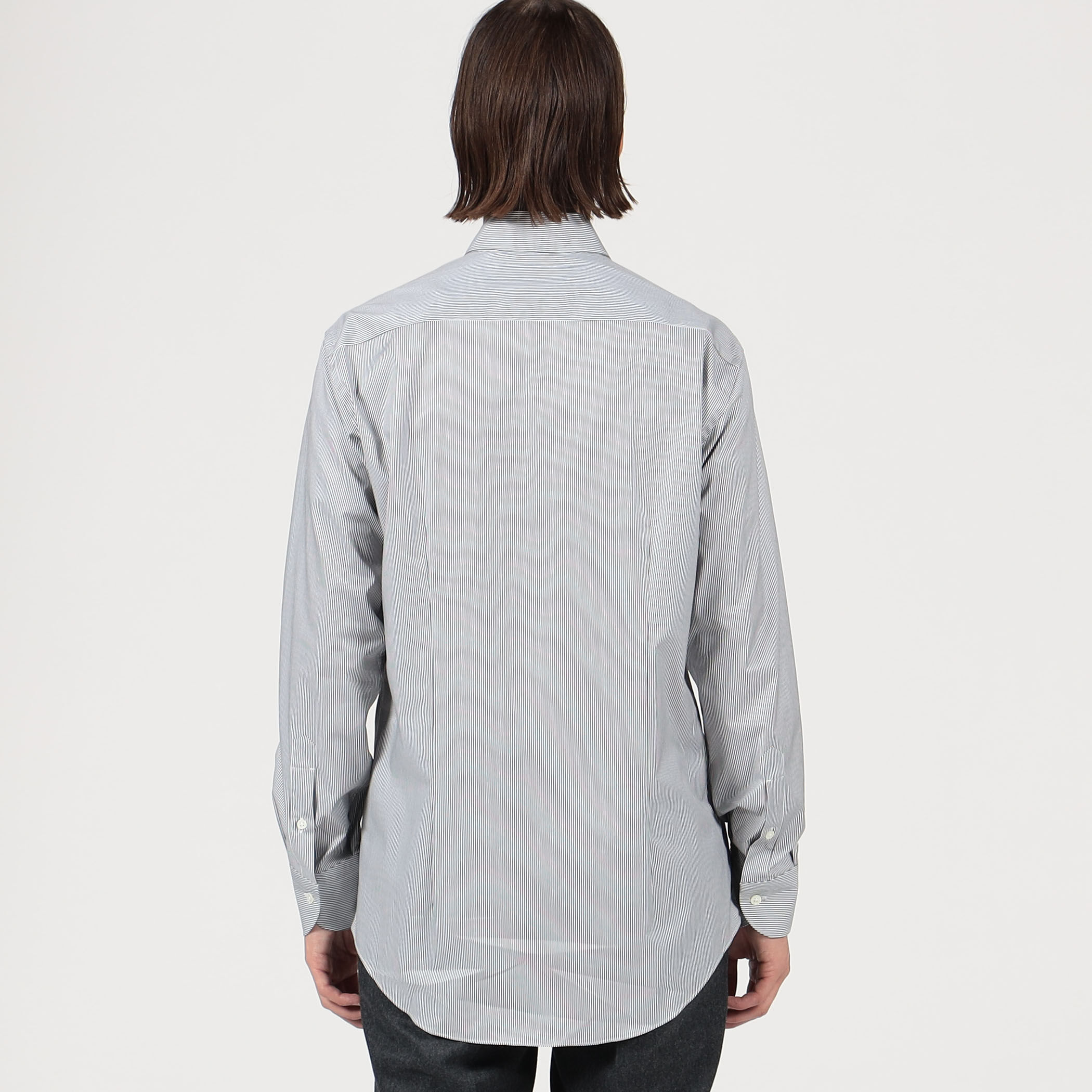 140/2ストレッチブロード ループボタンダウンドレスシャツ