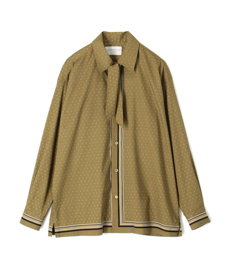 コットンレーヨン スカーフプリント ロングスリーブシャツ