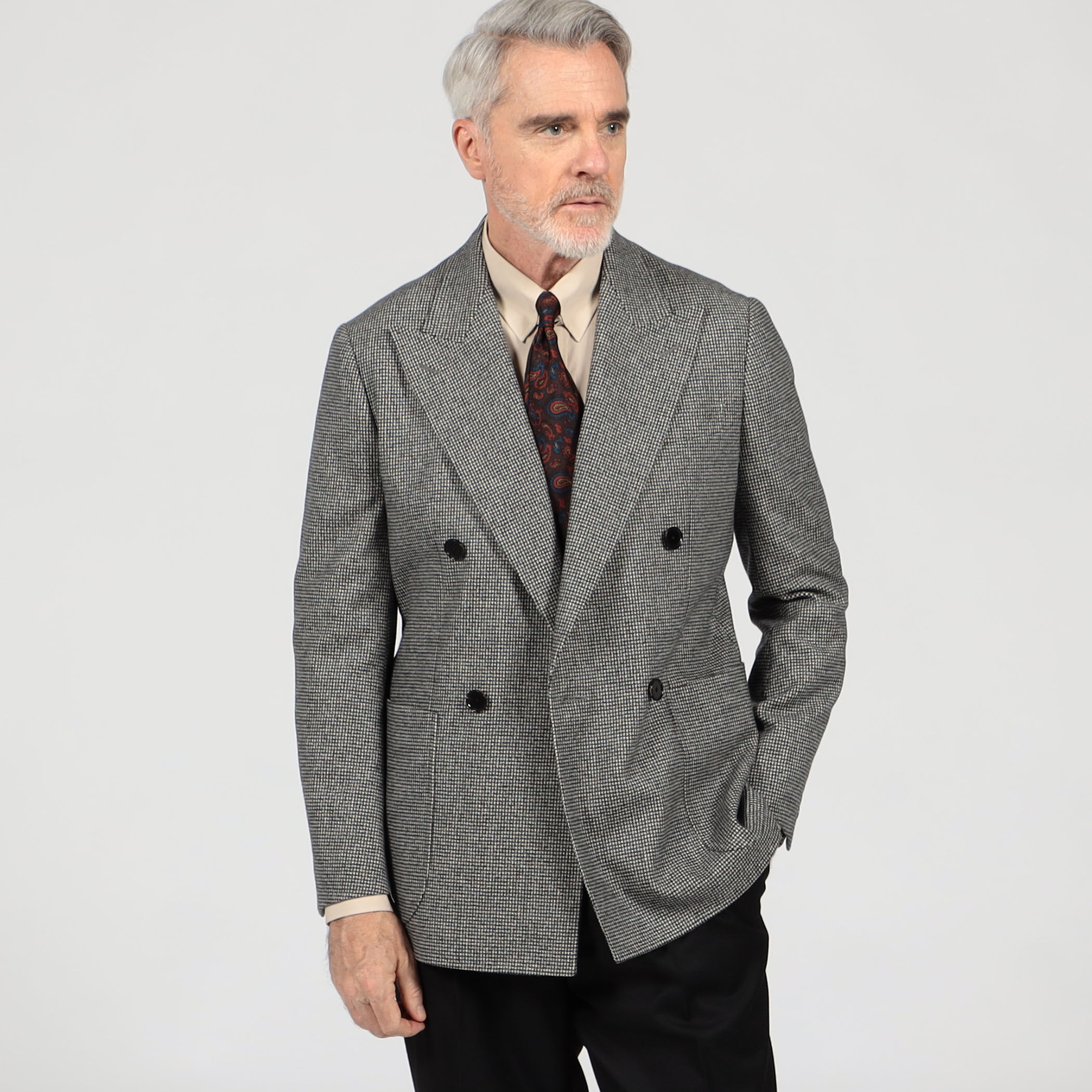 ウールフランネル ダブルブレステッド4Bジャケット FOX BROTHERS