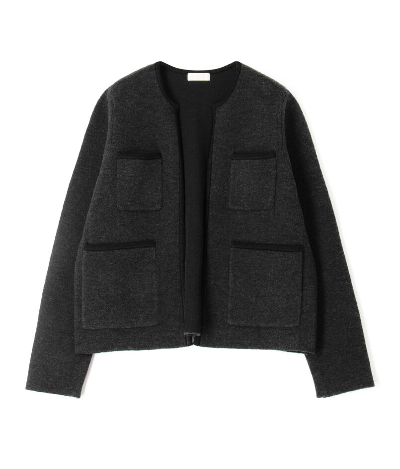 ウールナイロンブークレー フロントオープンカーディガン  