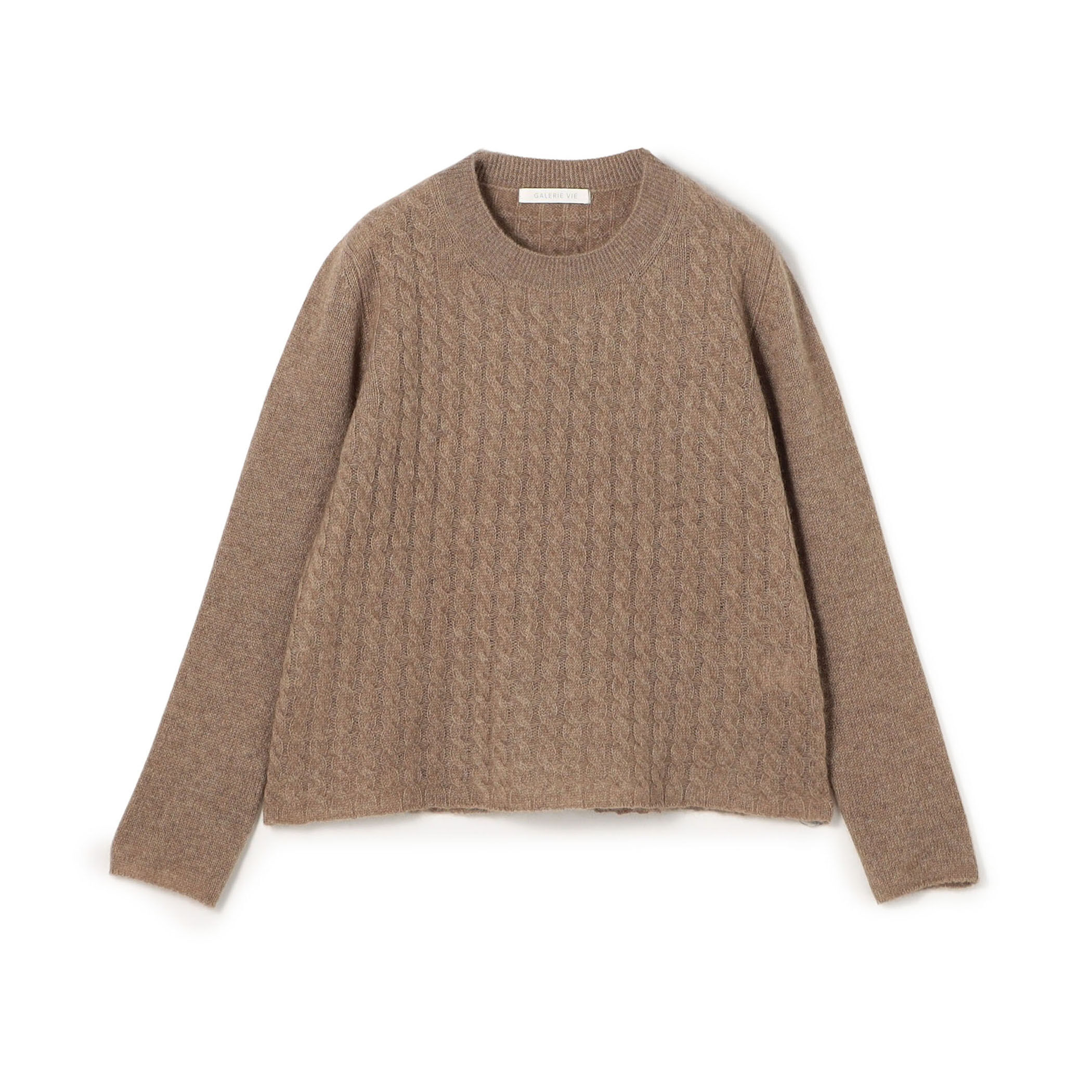 □モンゴルカシミヤケーブル クルーネックプルオーバー