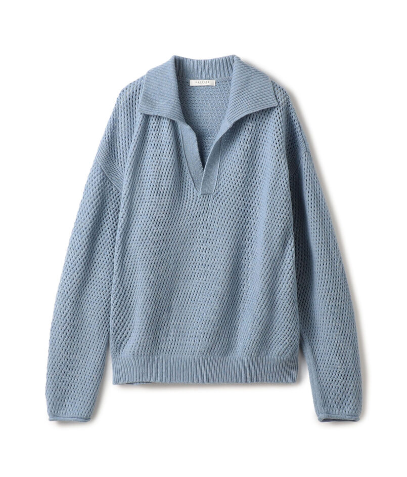 【WEB・一部店舗限定】ウールメッシュ ポロプルオーバー