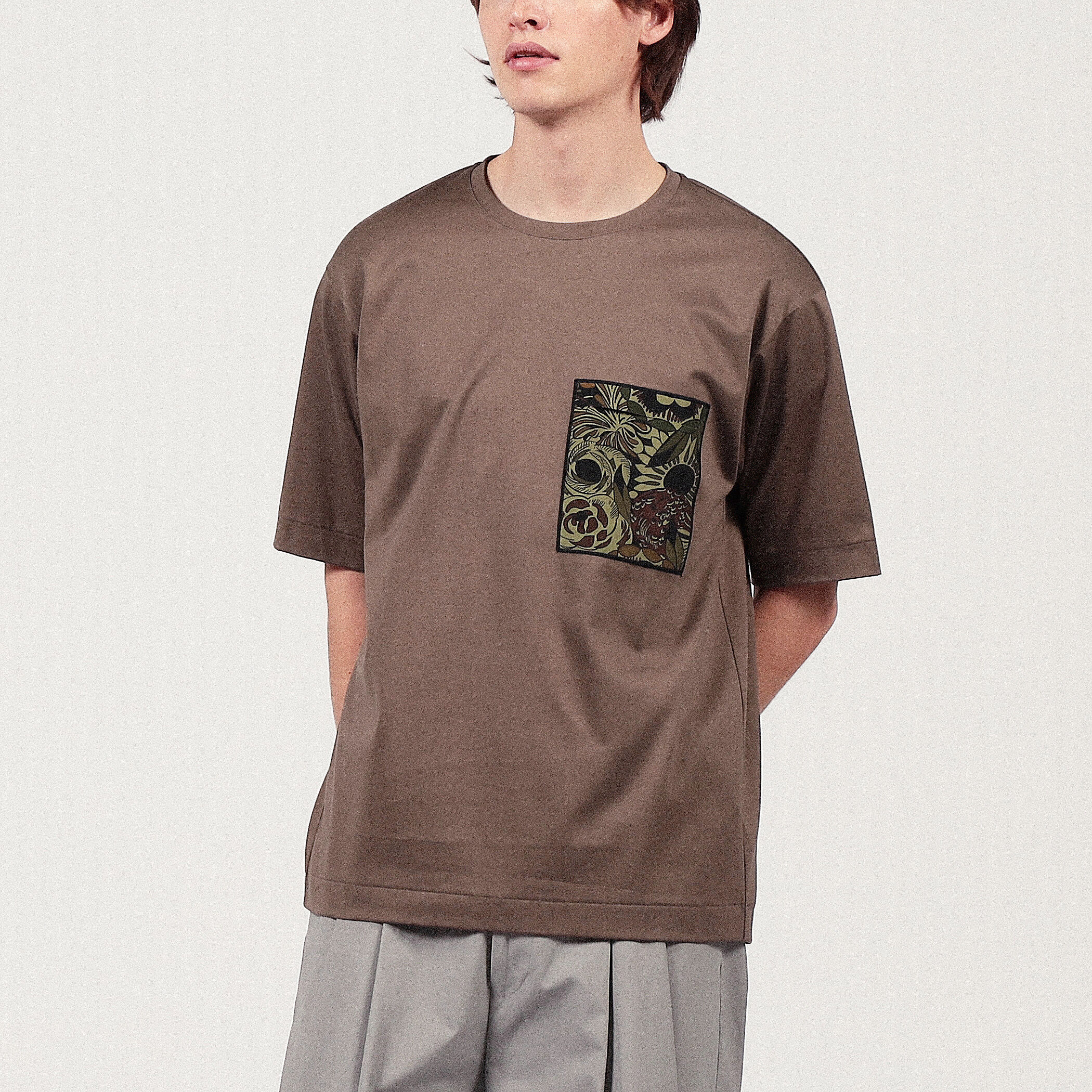 人気☆ [ERL] プリント コットン Tシャツ 上質コットン100%のドレスTシャツ/Slim Fit/クルーネック