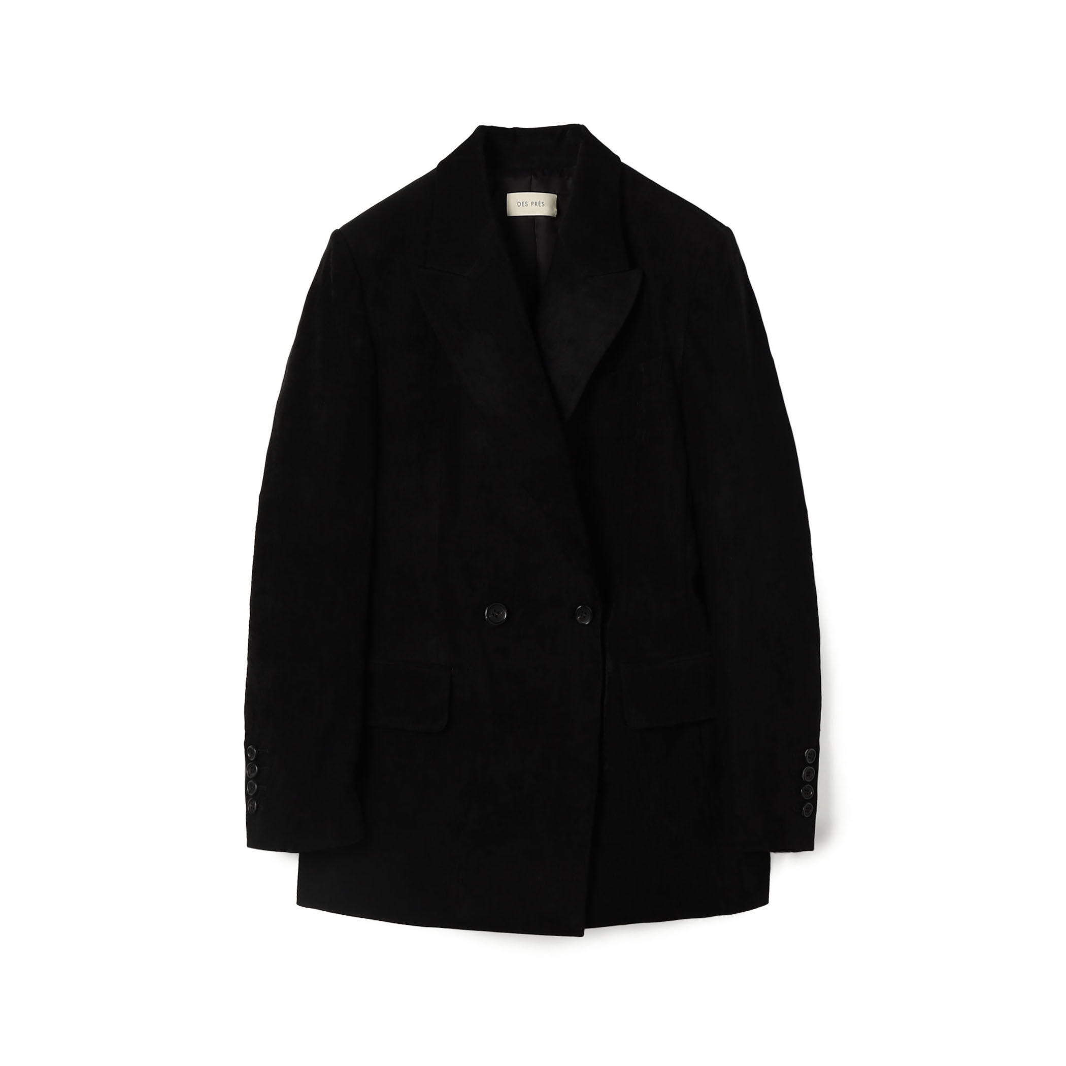 最高ファッション - ベルベット ダブルブレストジャケット 黒