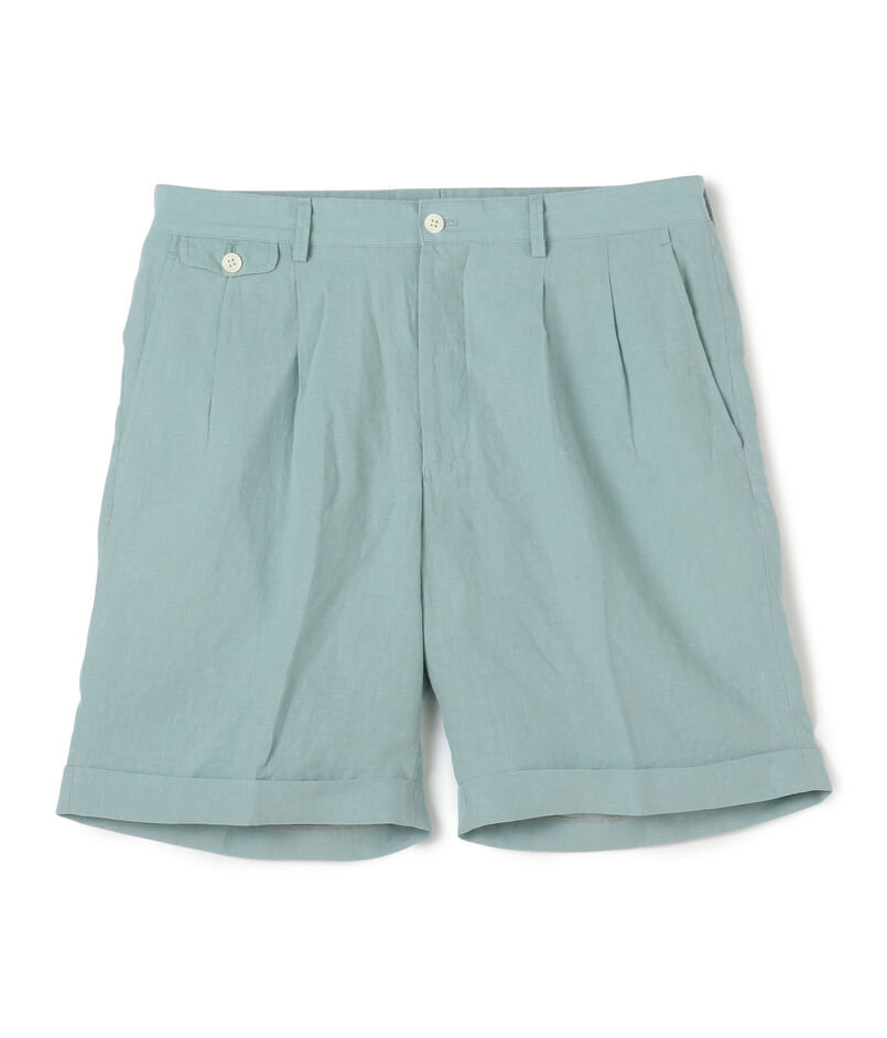 80リネン 2プリーツバミューダショーツ