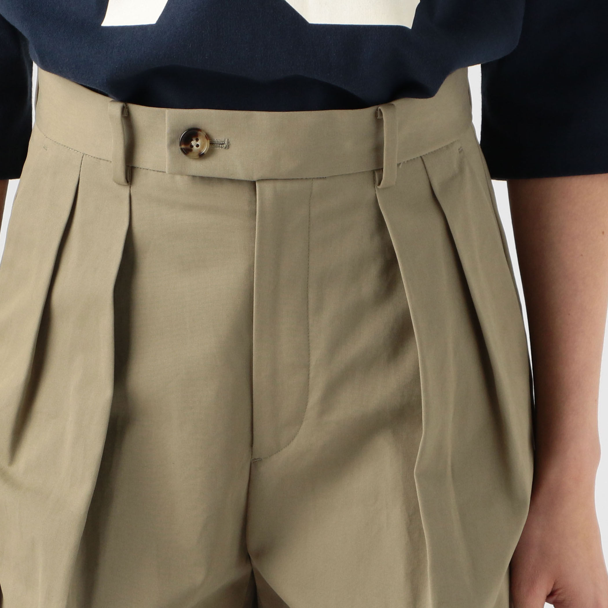 【大人気完売品】MACPHEE/コットンキャンバス ツータックワイドパンツ/S コットンキャンバス ツータックワイドパンツ｜トゥモローランド