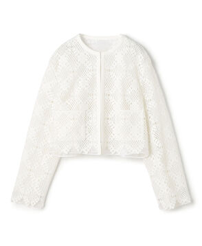 ブルームリーフレース レイヤードノーカラージャケット