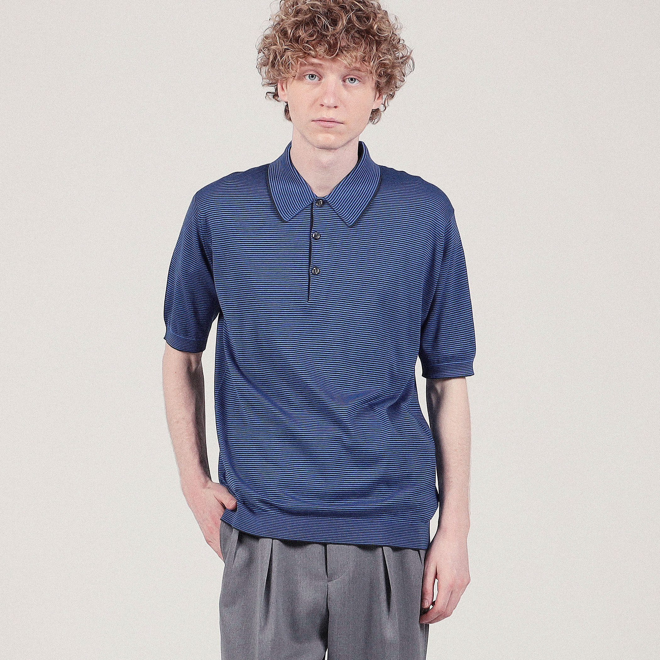 【★安心の定価販売★】 KYSON SMEDLEY JOHN 30G ニットポロシャツ FIT EASY アイドル