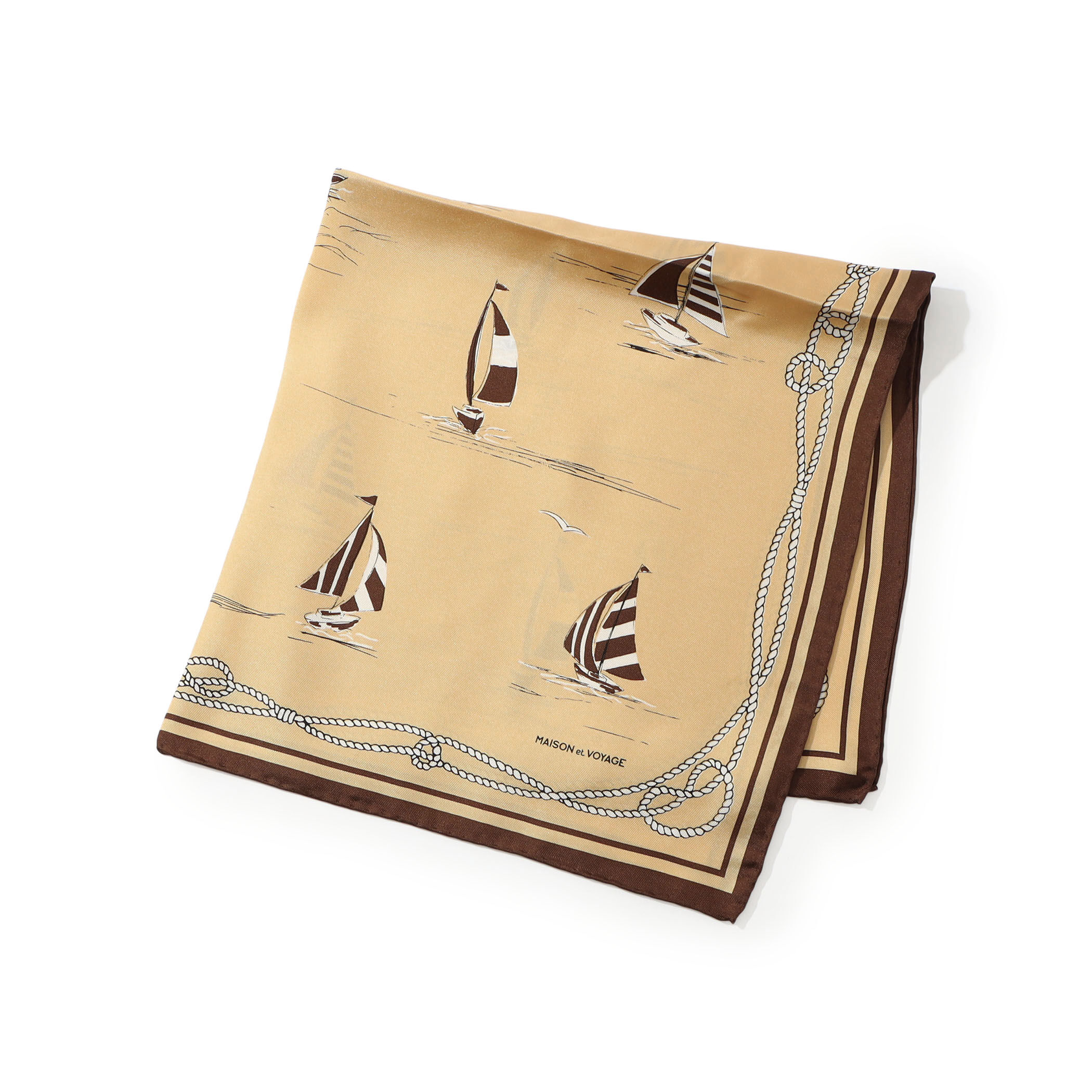 MAISON et VOYAGE シルクツイル ヨットモチーフ スカーフ