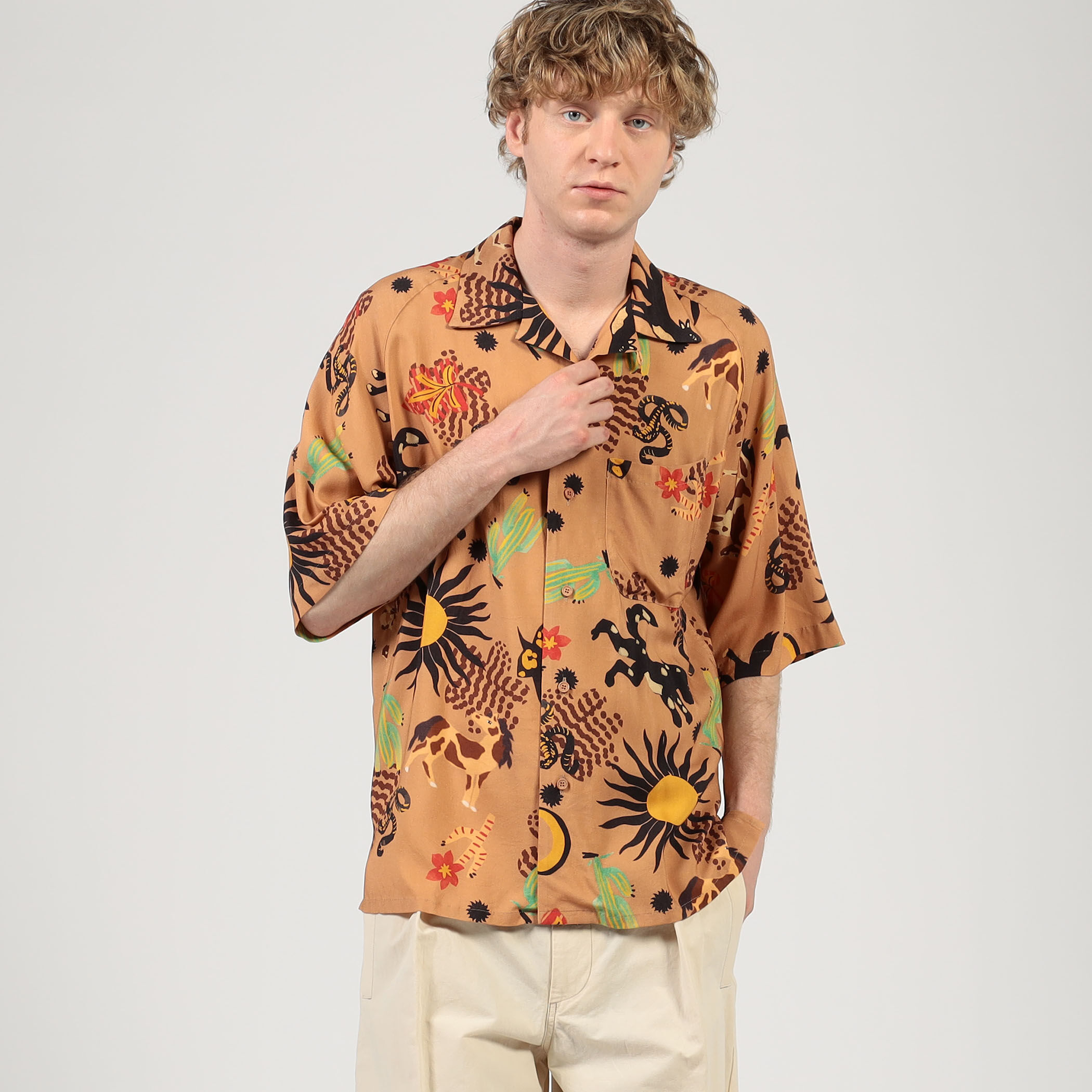 別注】m's braque レーヨンオープンカラー ハーフスリーブシャツ