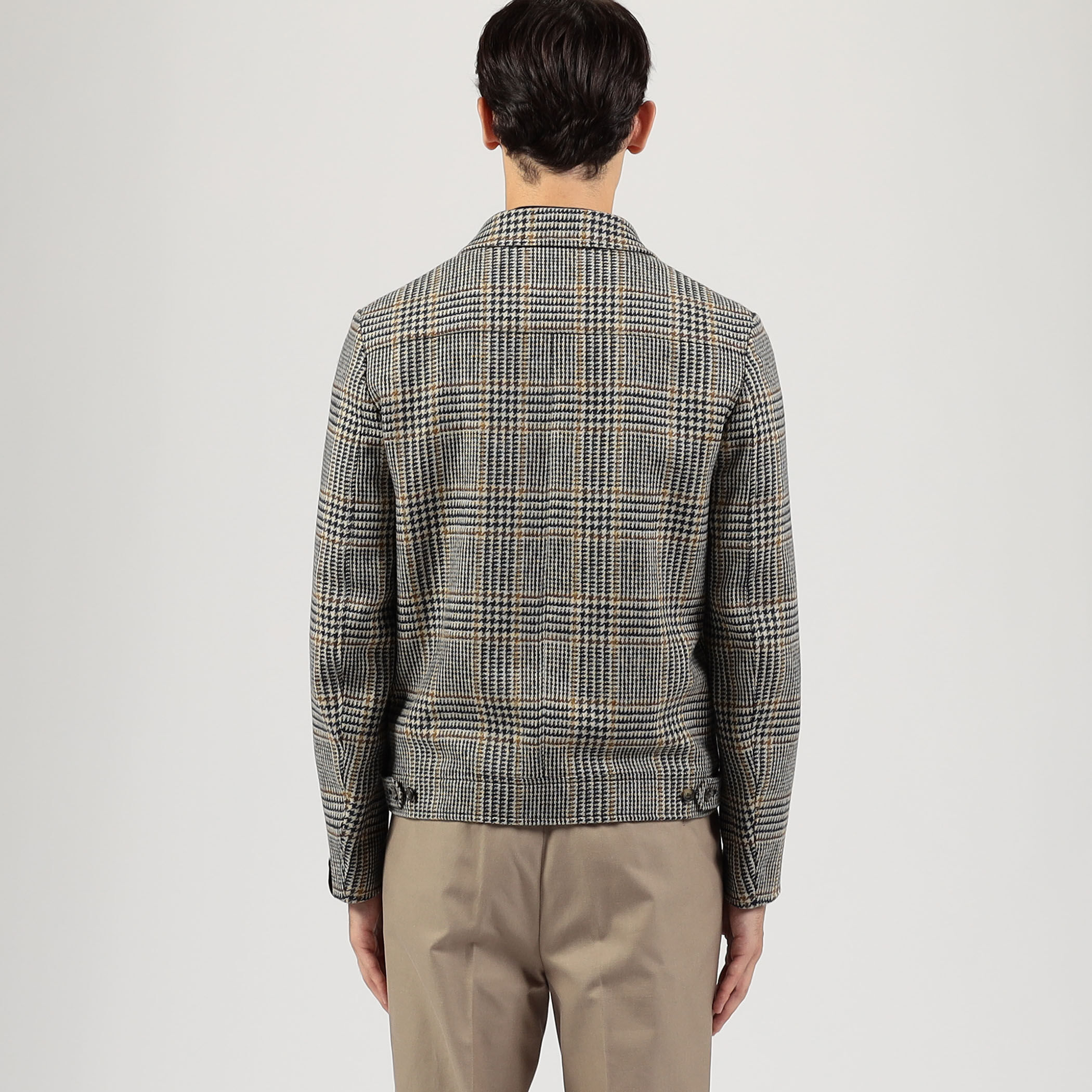 別注】CARUSO ウールグレンチェック ショートブルゾン
