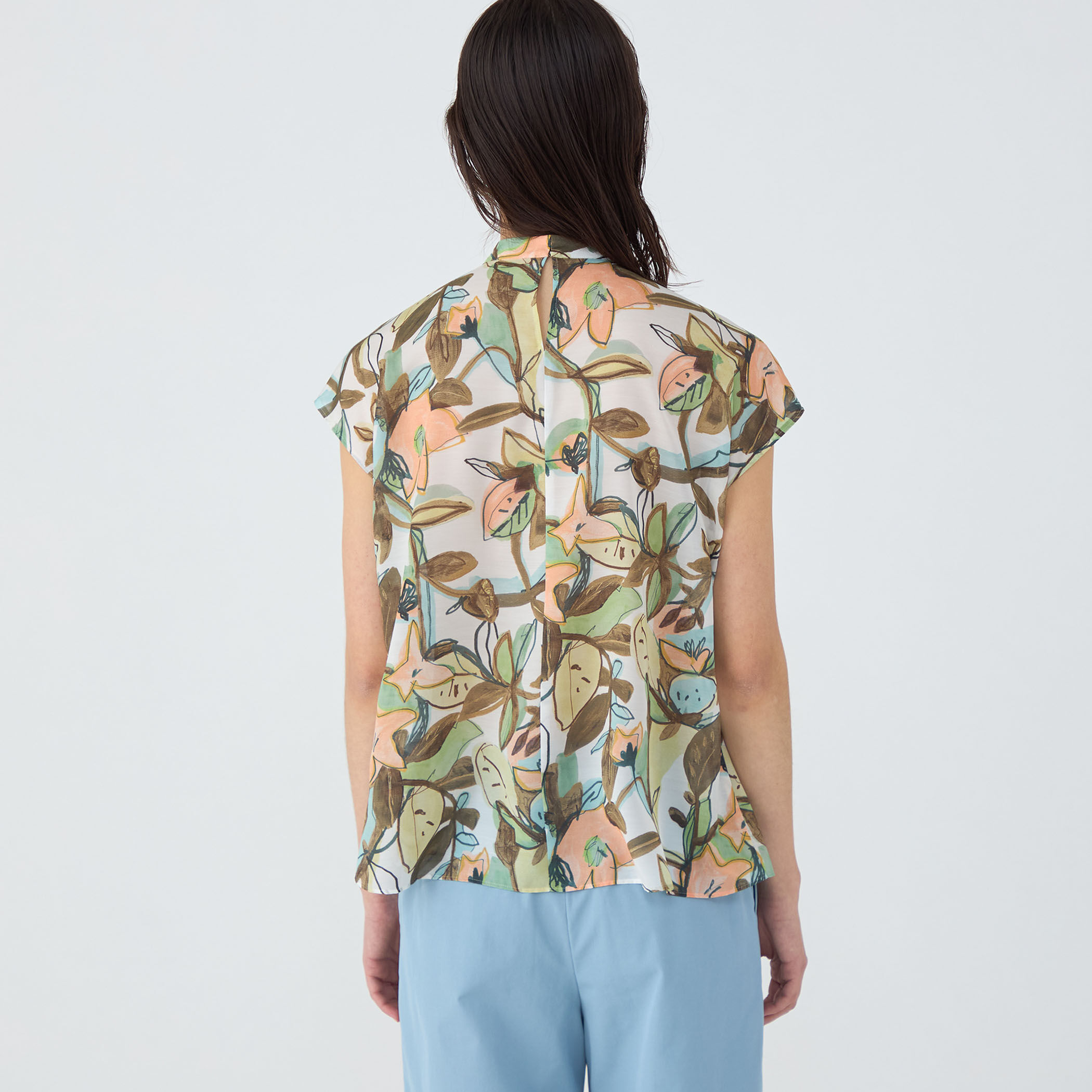 25ssトゥモローランド ミューラルリーフプリント ツイストドレープブラウス ミューラルリーフプリント ツイストドレープブラウス