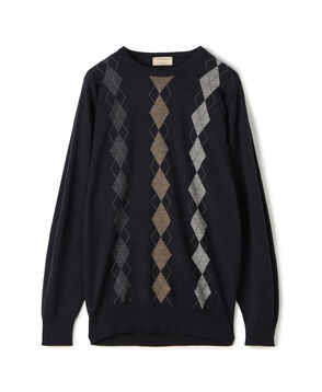 【別注】JOHN SMEDLEY ウール アーガイルクルーネック プルオーバーニット