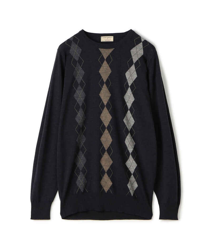 【別注】JOHN SMEDLEY ウール アーガイルクルーネック プルオーバーニット