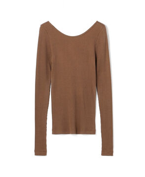 シルクコットンリブ ボートネックプルオーバー