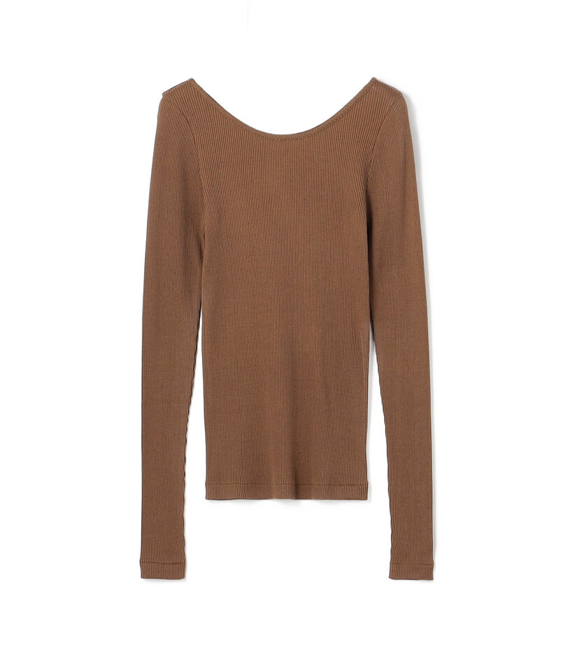 シルクコットンリブ ボートネックプルオーバー