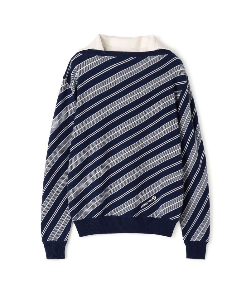 SHUSHU/TONG Twill Knit Top ダイアゴナルストライプニット