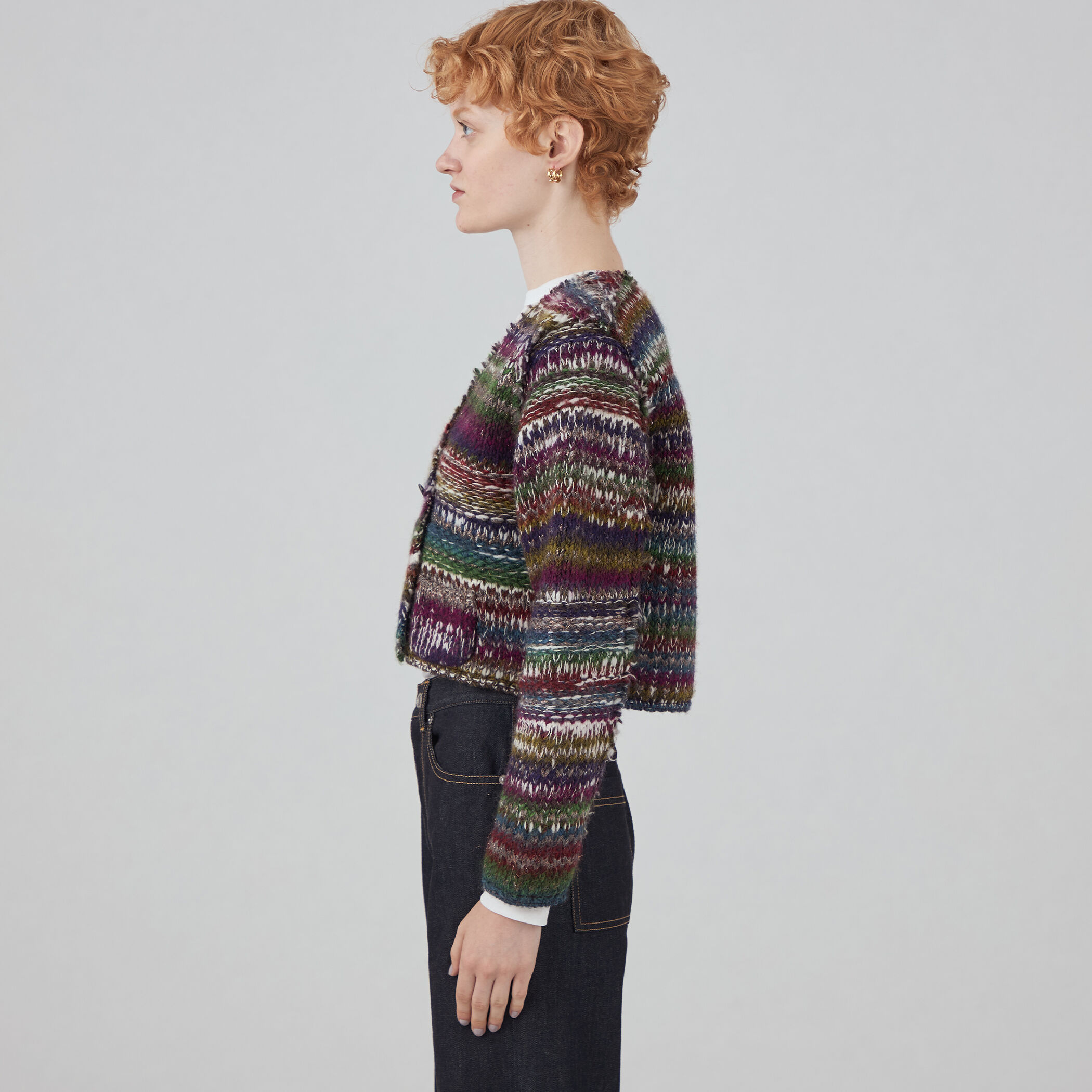 新品　マカフィー　トゥモローランド　クロップド丈　ノーカラー　ニット　ジャケット ニットボンディング クロップドジャケット｜トゥモローランド 公式通販