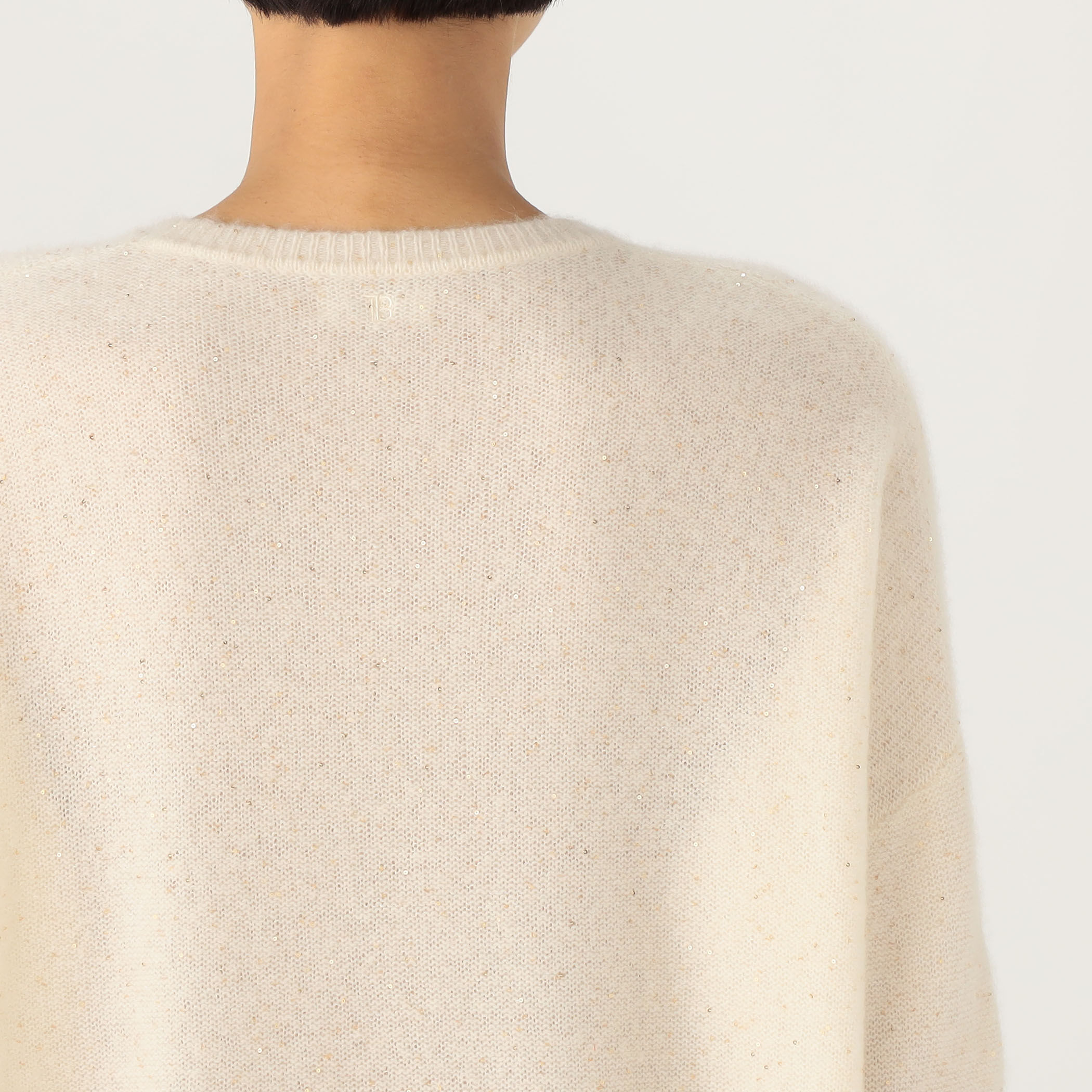 【美品 カシミヤ混】ドゥロワー 7Gスパンコールクルーネックニット 定価7.9万 美品 カシミヤ混】ドゥロワー 7Gスパンコールクルーネックニット 定価