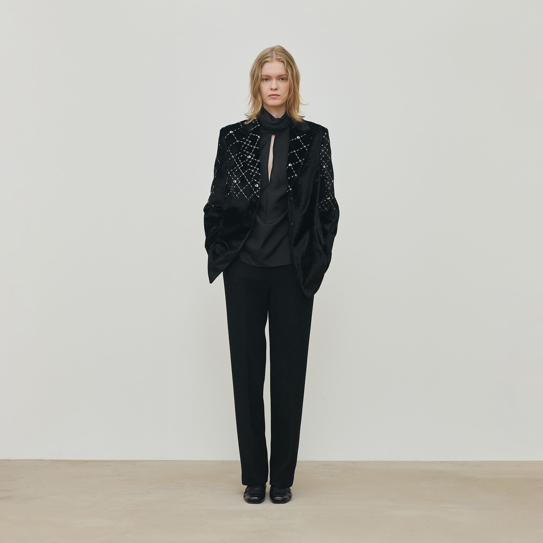 ダイアモンドゲージエンブロイダリー ピークドラペルジャケット