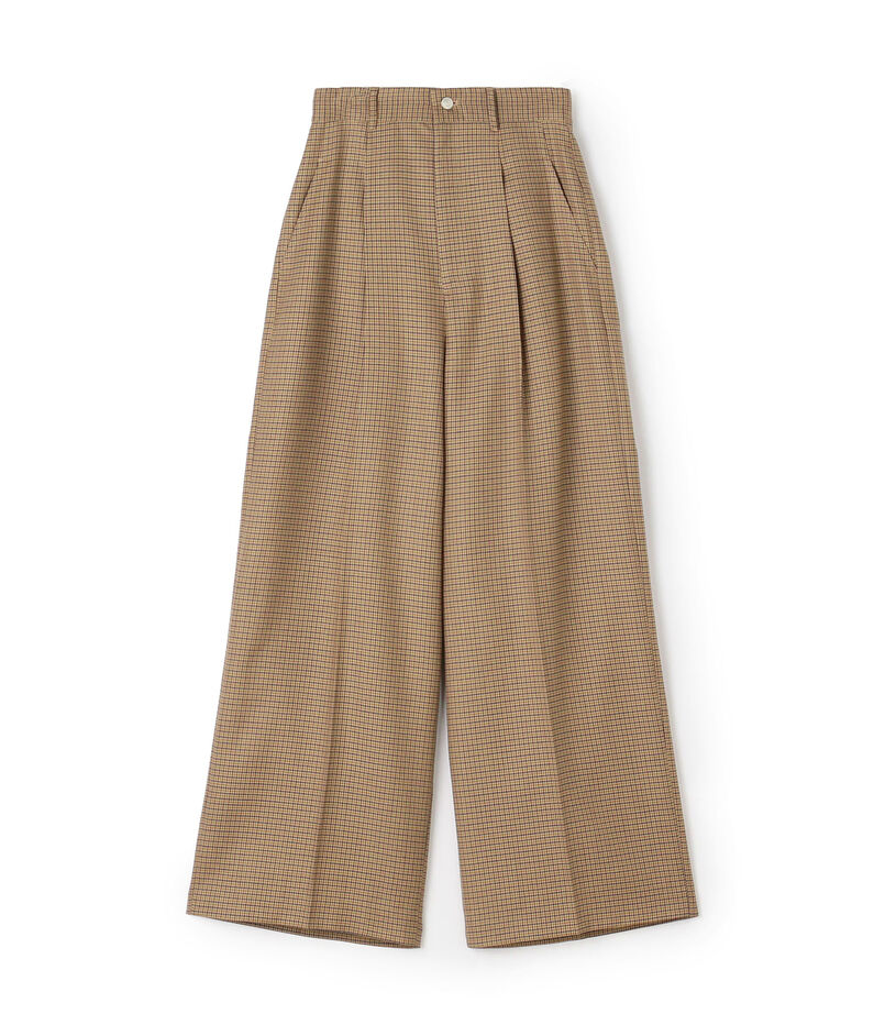 ウールナチュラルストレッチ タックワイドパンツ