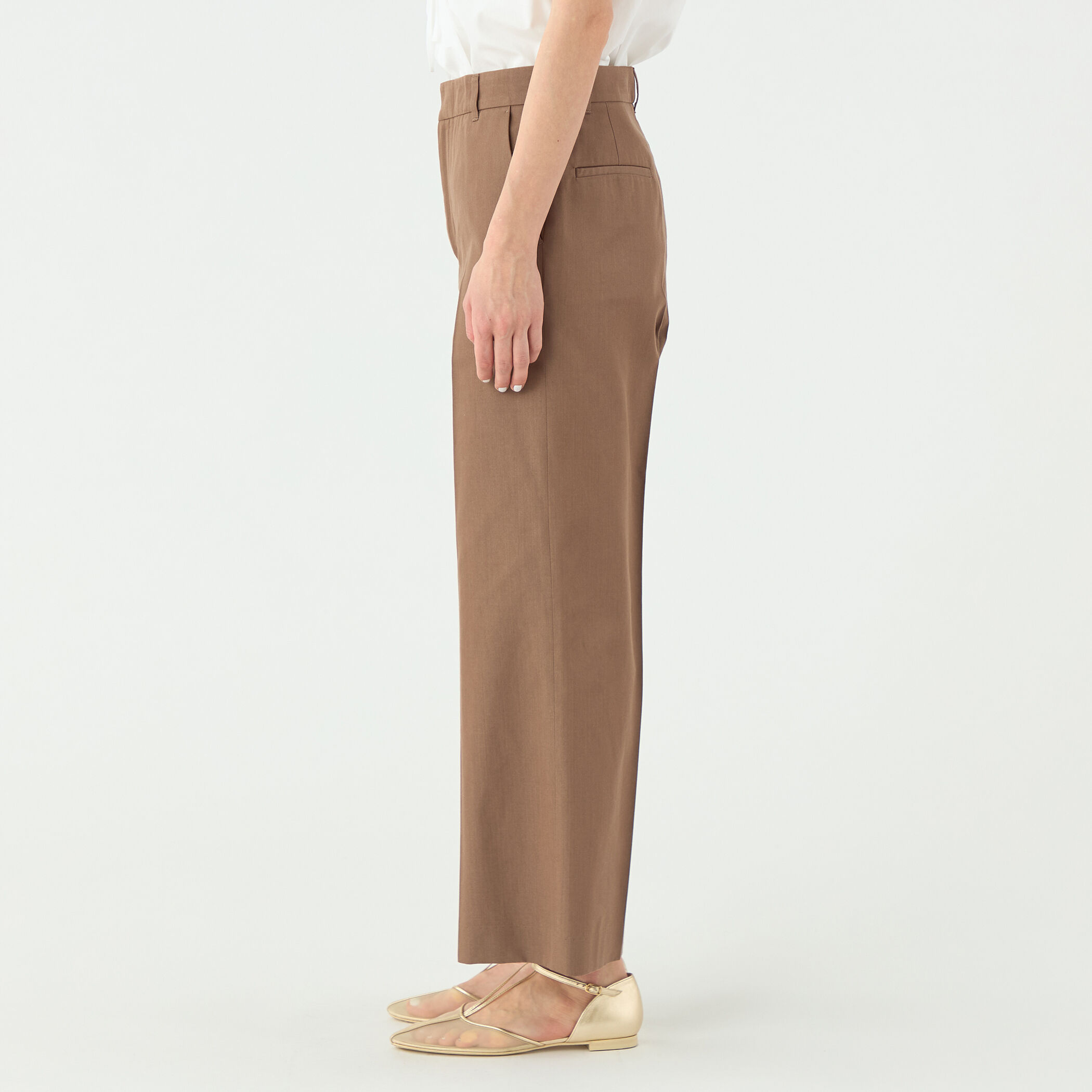 美品】ゴーシュ コットンシルクデニム ワイドパンツ