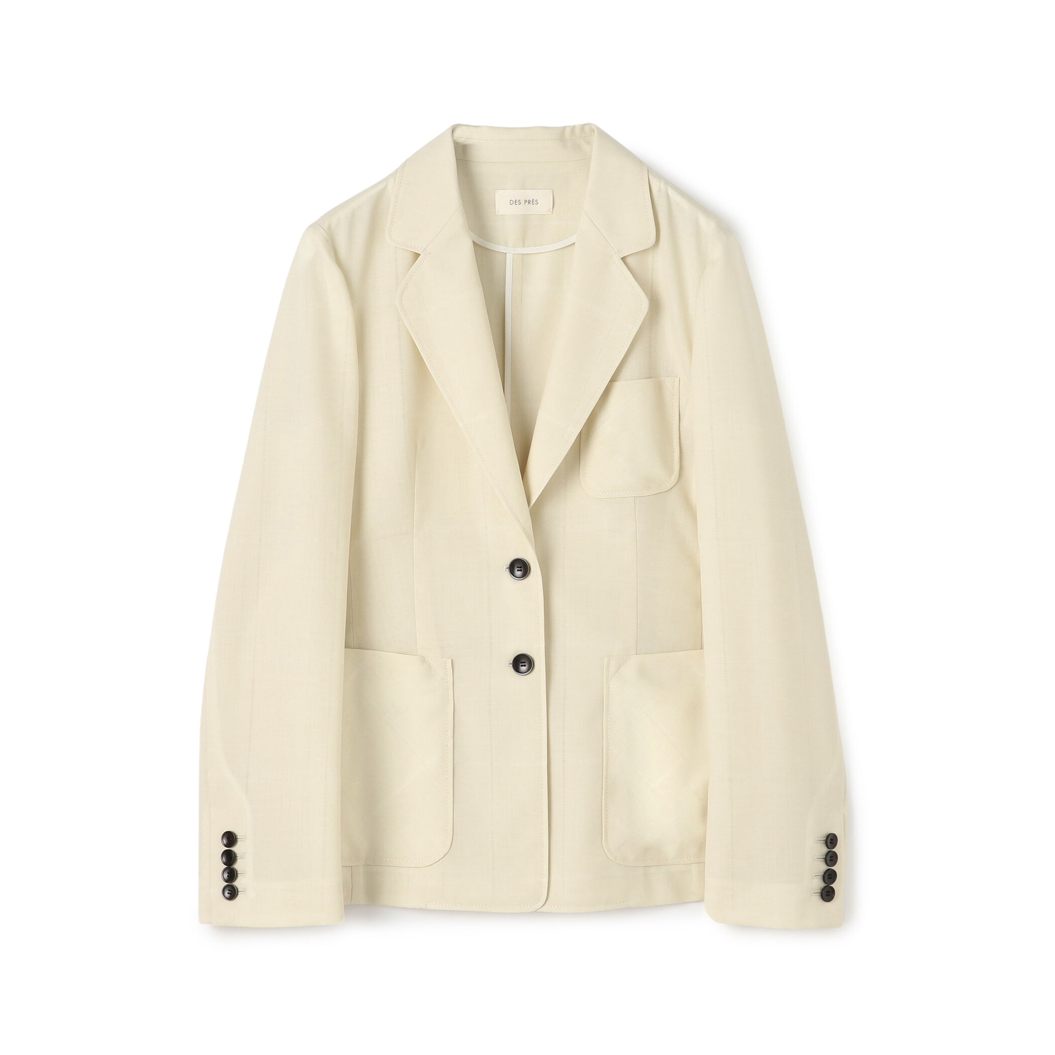 トゥモローランド DES PRES フード付ジャケット アイボリー 36 コート SILK AIR GLEN CHECK ダブルブレストジャケット