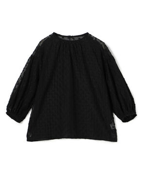 フラワーカットジャカード パフスリーブブラウス