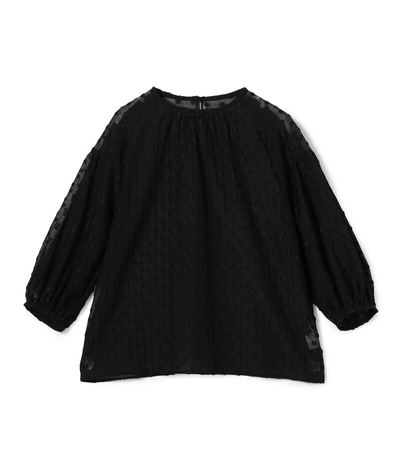 フラワーカットジャカード パフスリーブブラウス