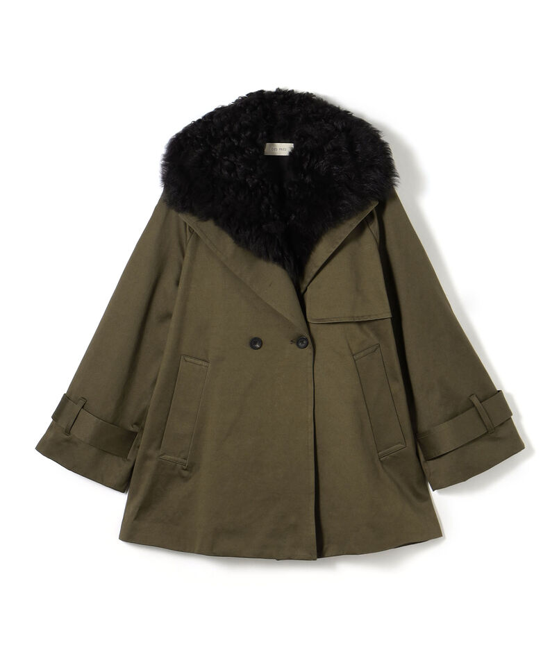 コットンサテン ムートンカラーコート