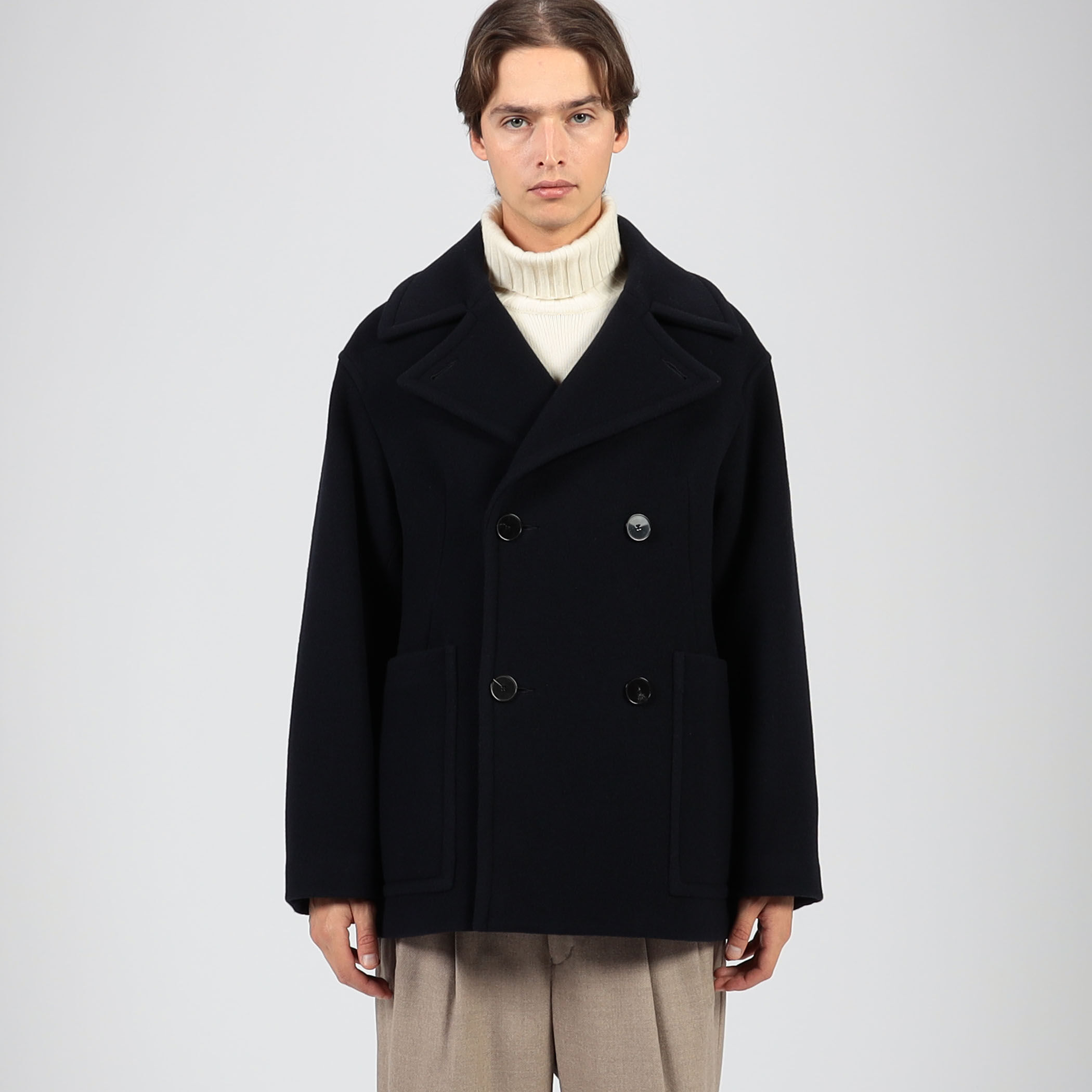 ラムウールモッサー ダブルブレステッド4B Pコート｜トゥモローランド