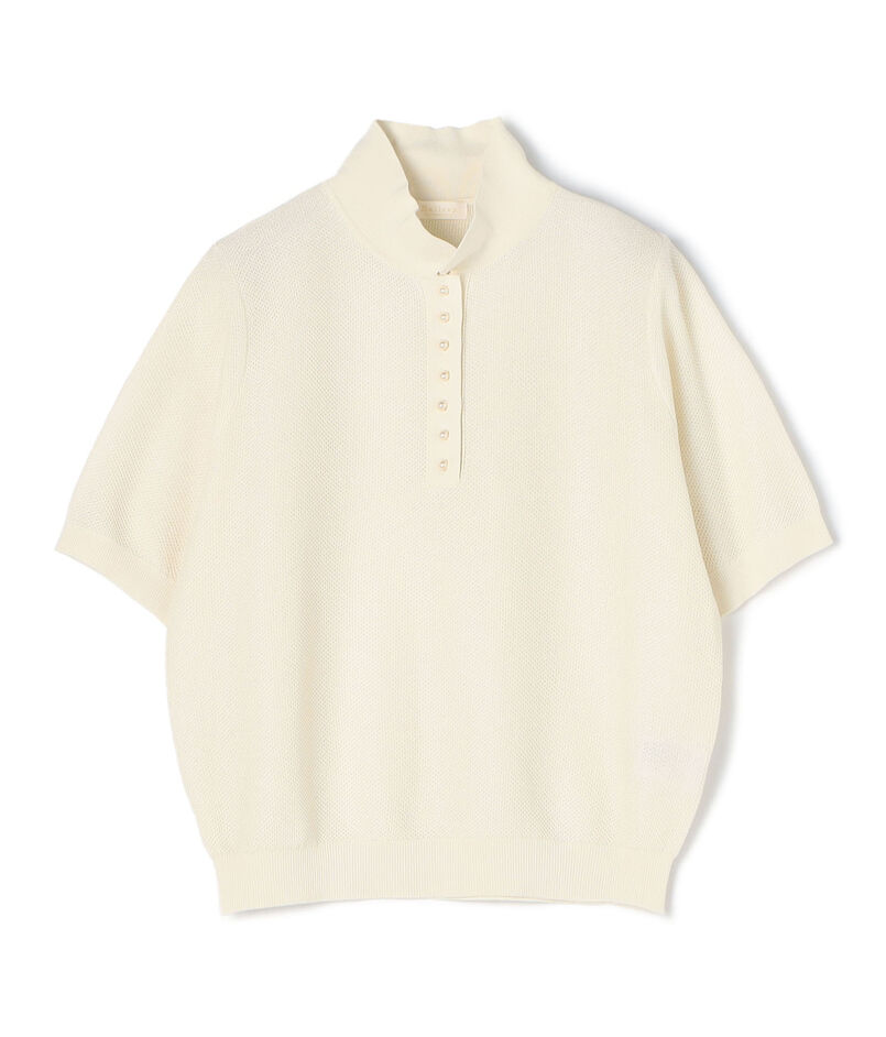 パールメッシュコンビ ポロカラープルオーバー
