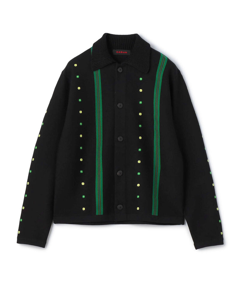 ■CABaN コットンカシミヤ エンブロイダリーポロカーディガン