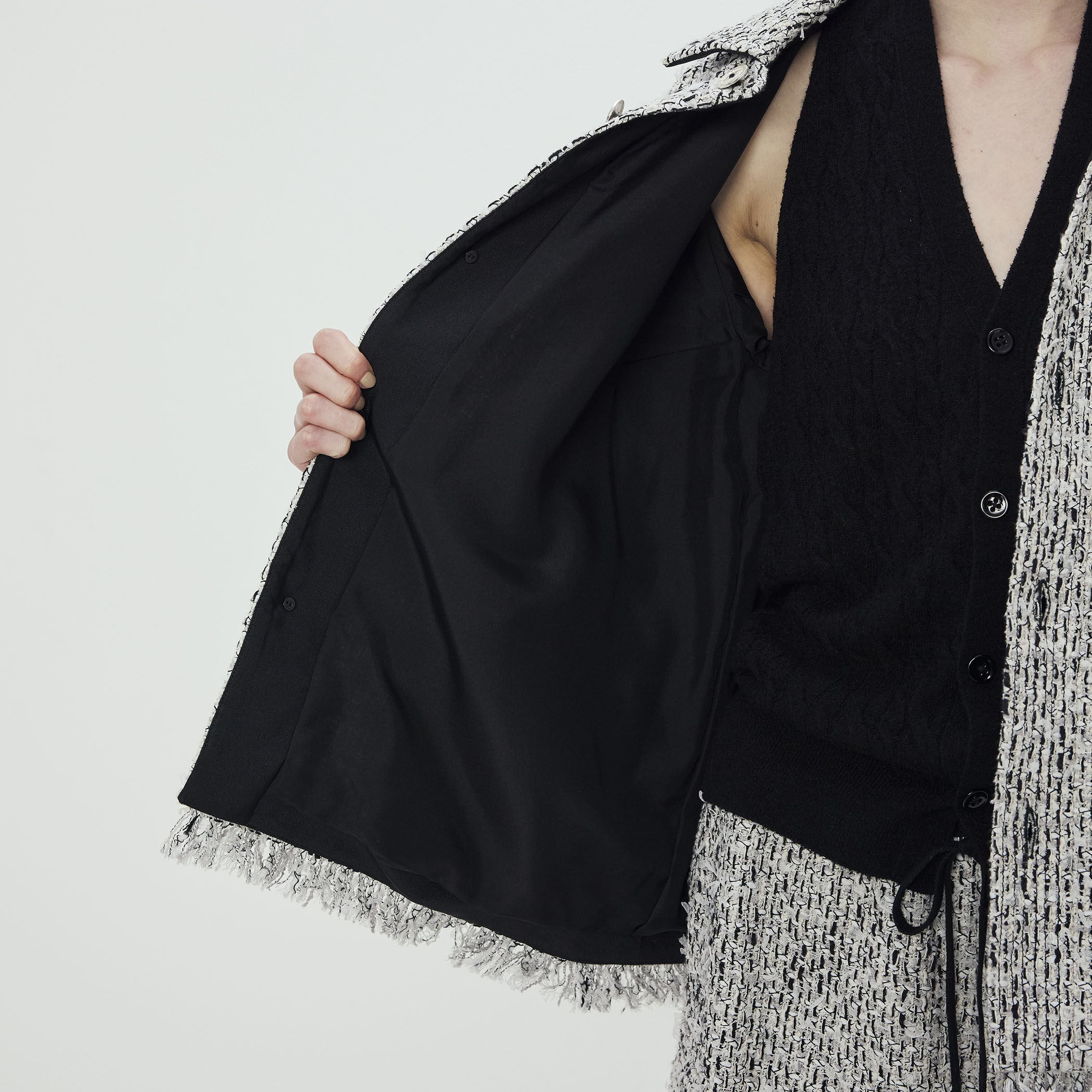 モノトーンツイード オーバーサイズカバーオール｜トゥモローランド