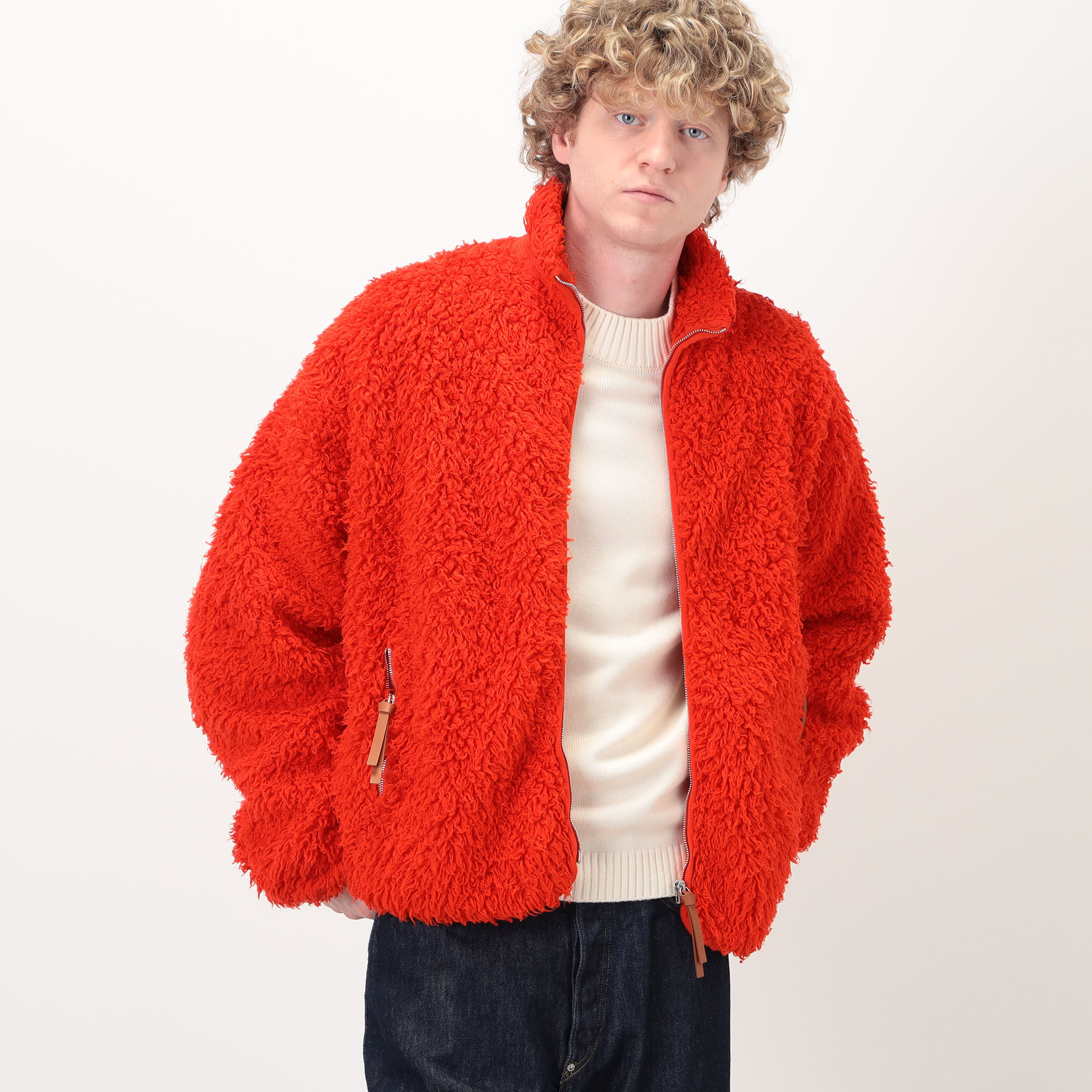 JIL SANDER+ NATURAL COTTON FLEECE ジップアップブルゾン