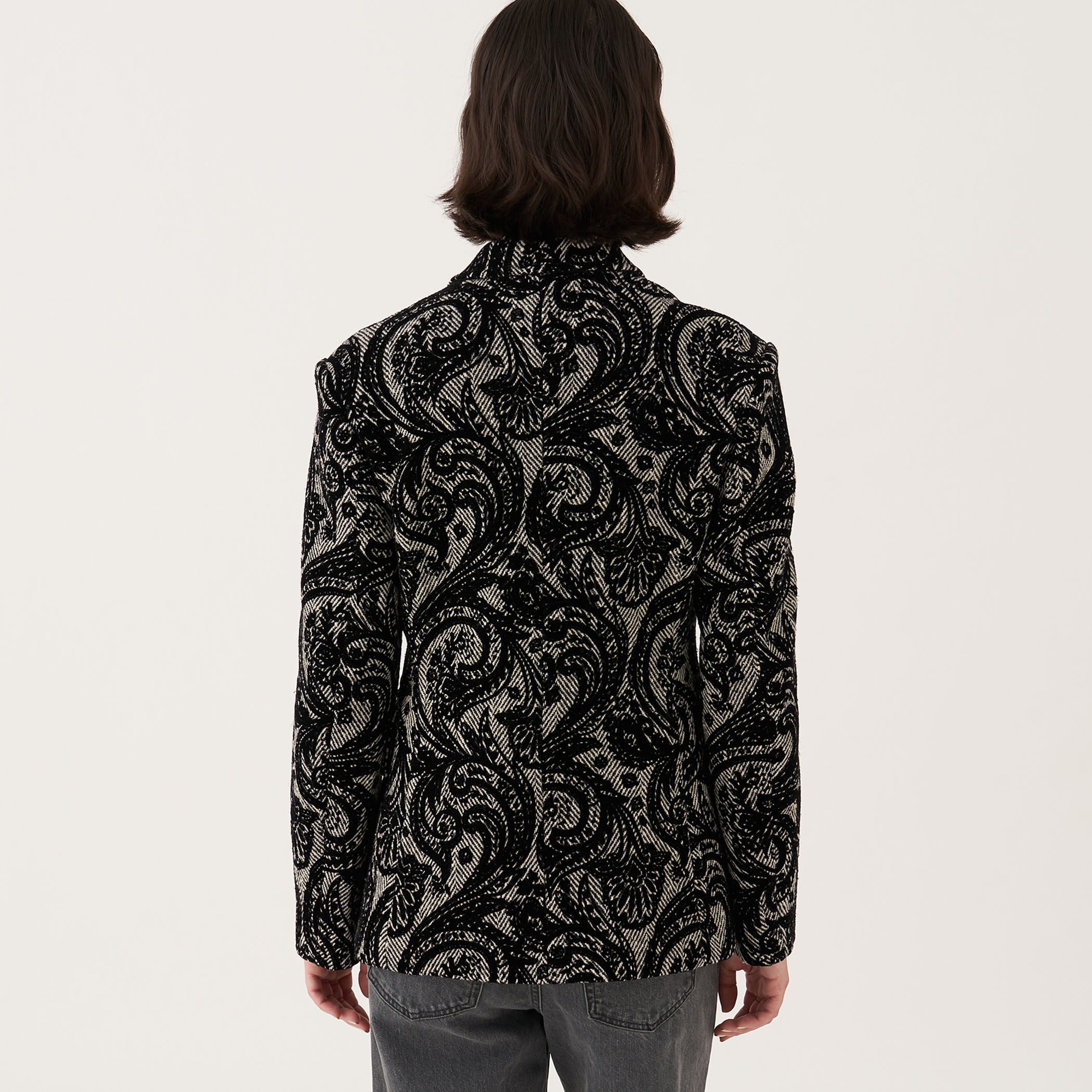 ペイズリーヘビーフロッキープリント テーラードジャケット