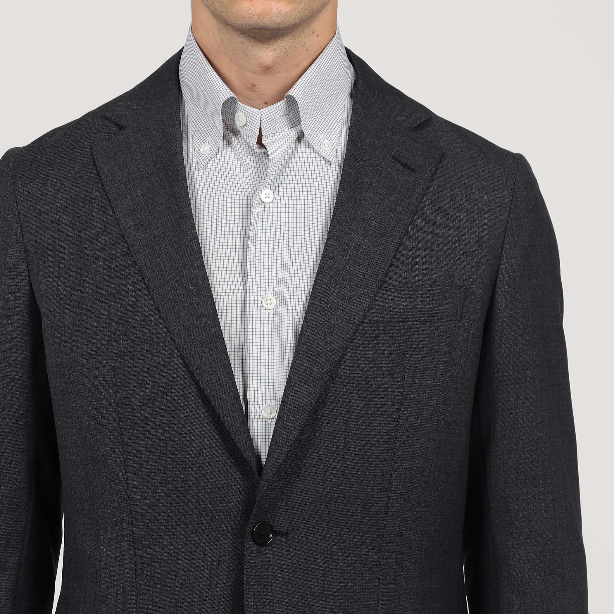 SUPER120'Sウール ストレッチ シングルブレステッド 2B