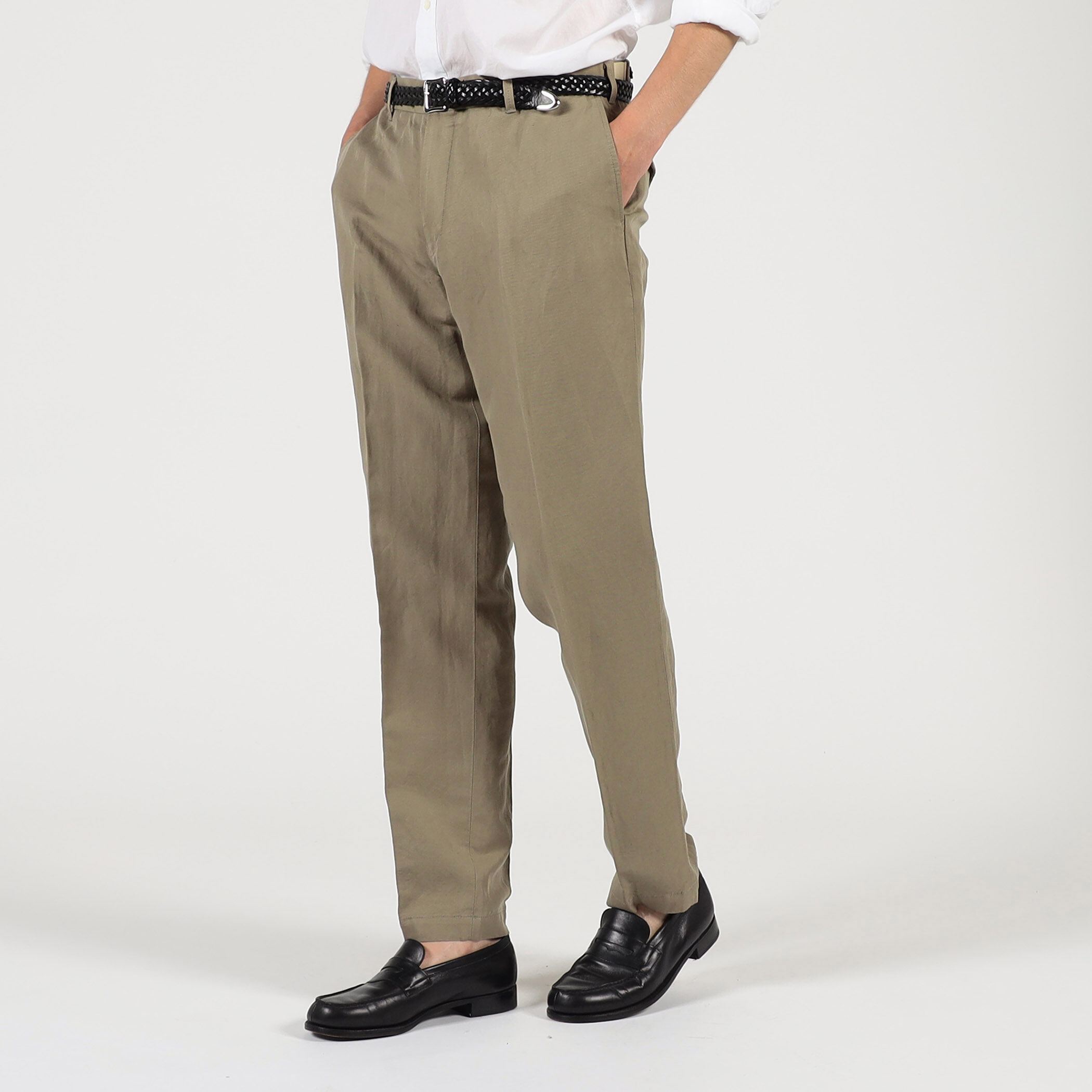 リネンコットン サイドアジャスター ノープリーツパンツ SONDRIO