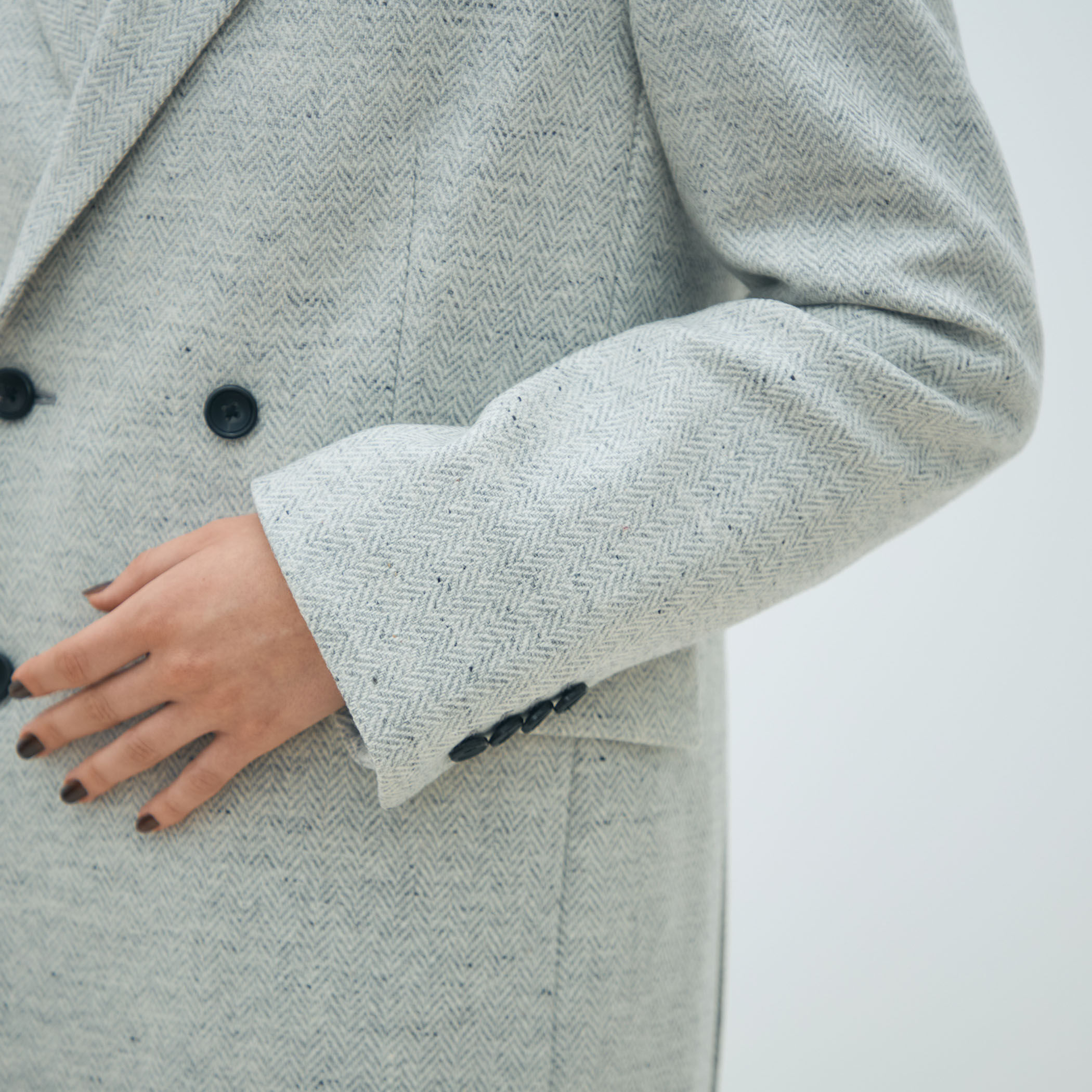 美品✨マカフィー ヘリンボーンダブルブレストウールジャケット グレー 36 マカフィー ヘリンボーンダブルブレストウールジャケット グレー