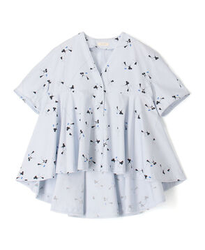 トライアングルクロスプリント フレアテールブラウス