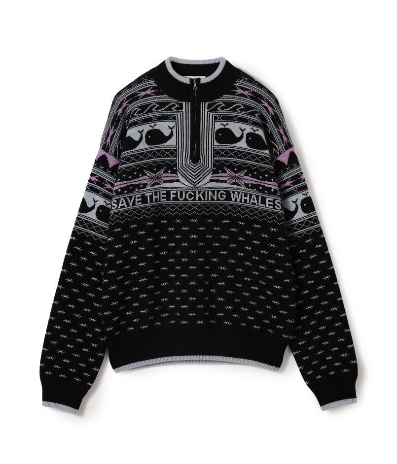 PHIPPS SAVE THE WHALES SWEATER ハーフジッププルオーバー