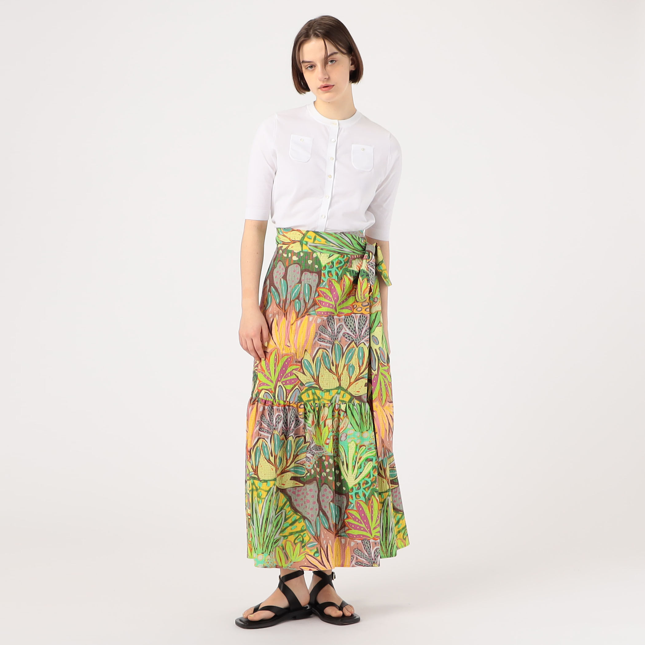 □ガーデンプリント ティアードラップスカート｜トゥモローランド 公式通販