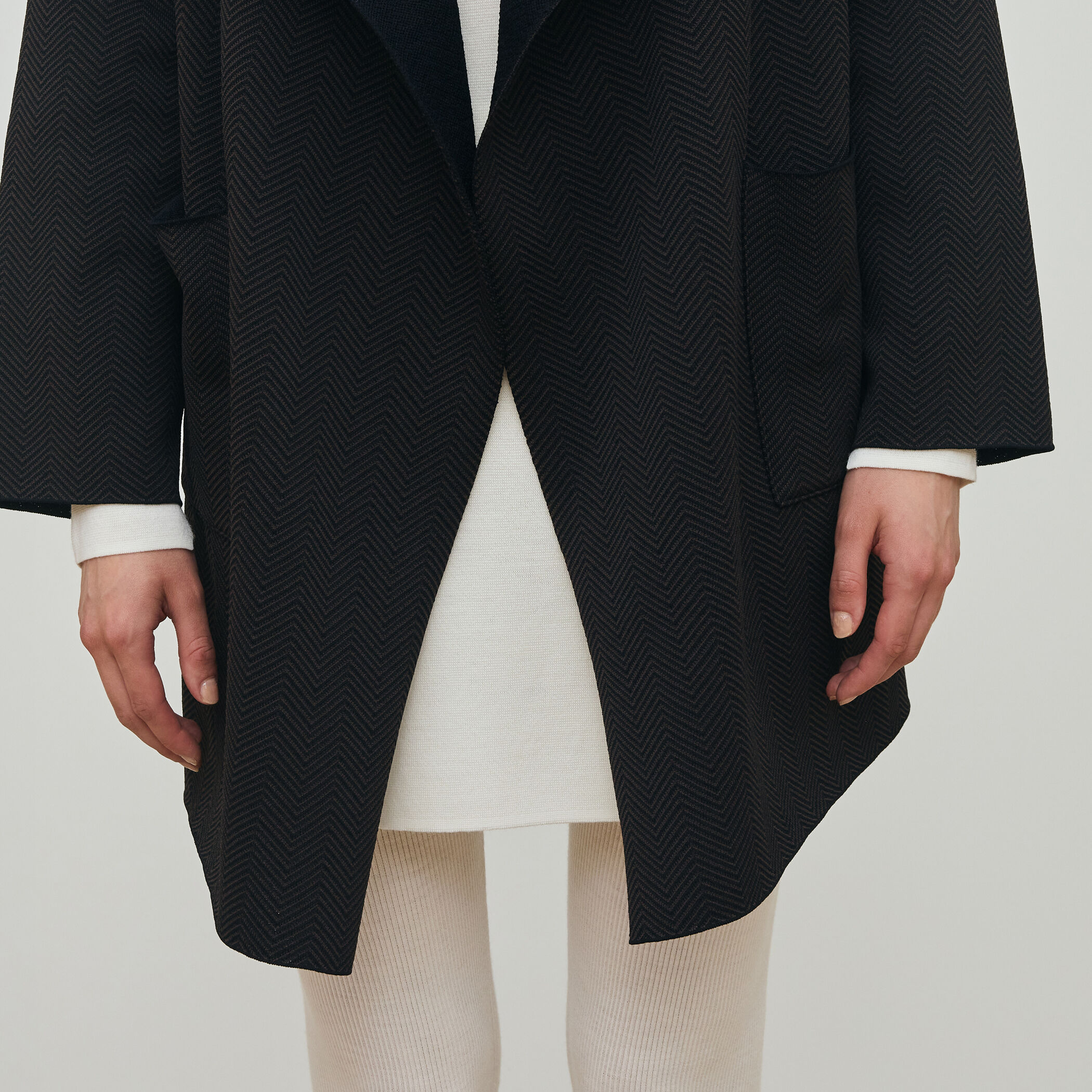 ヘリンボーンダブルフェイス トライアングルカラーコート