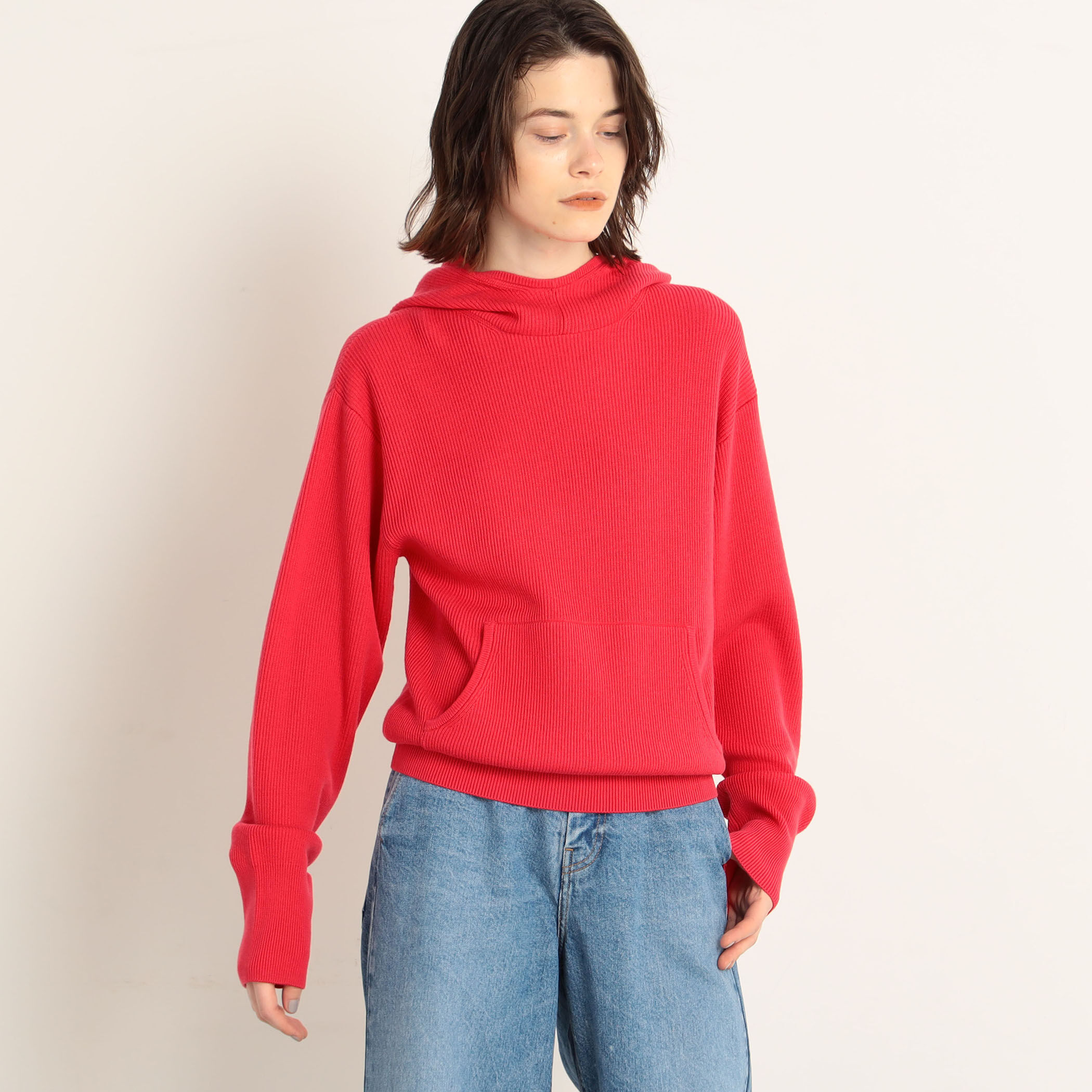 MACPHEE◆コットンウールフーデッドプルオーバー/ニットパーカー/S/ピンク/12-02-24-02125 コットンウール フーデッドプルオーバー｜トゥモローランド 公式通販